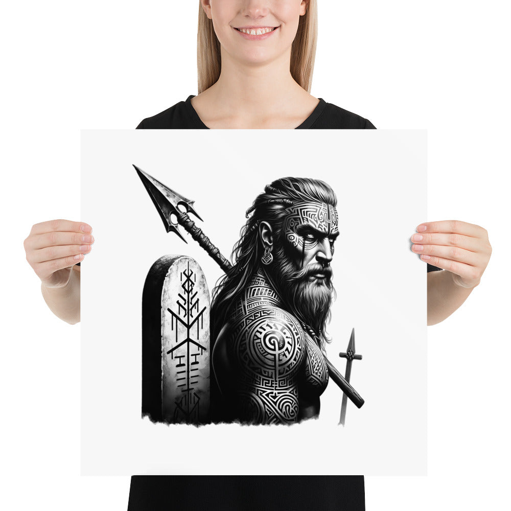 Viking Heroism - Enhanced Matte Framed Poster Talisman Valhalla Design