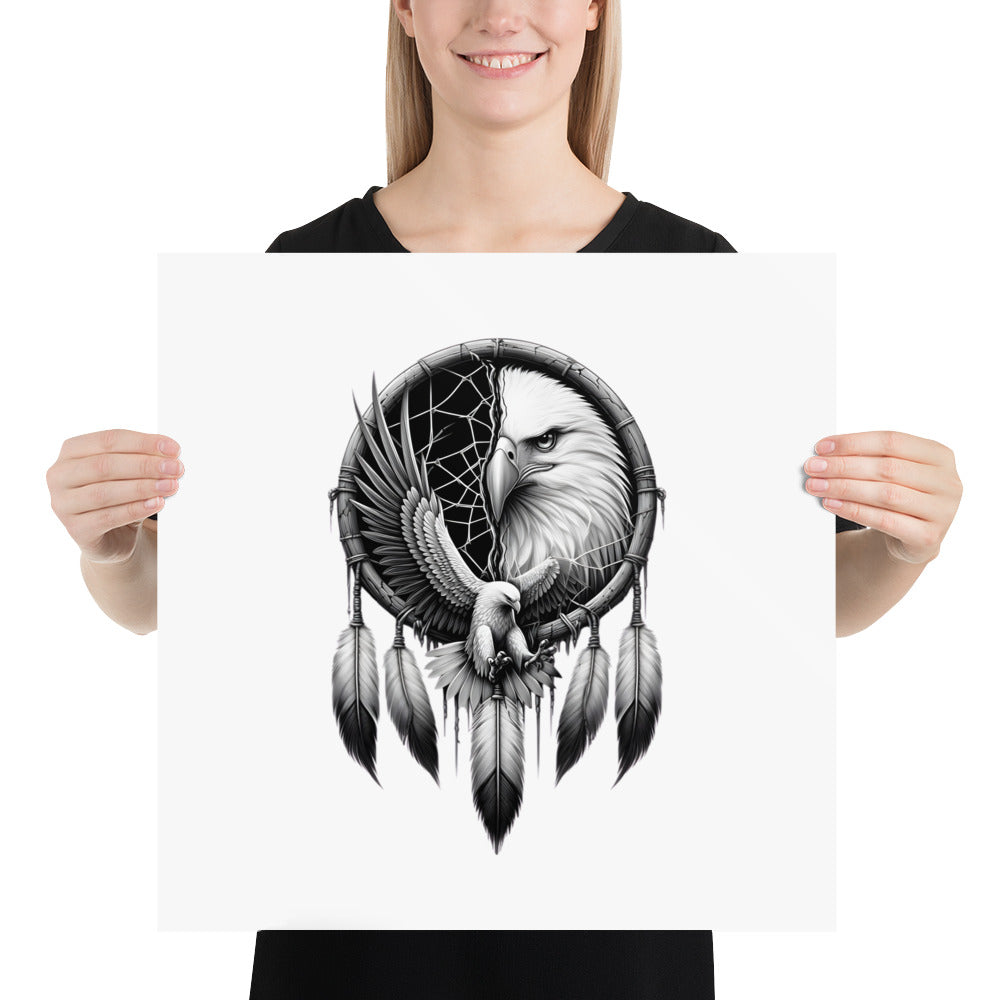 PosteDreamcatcher Eagle - Framed Poster Realistic Native American Talisman Mythology Graphic Designr