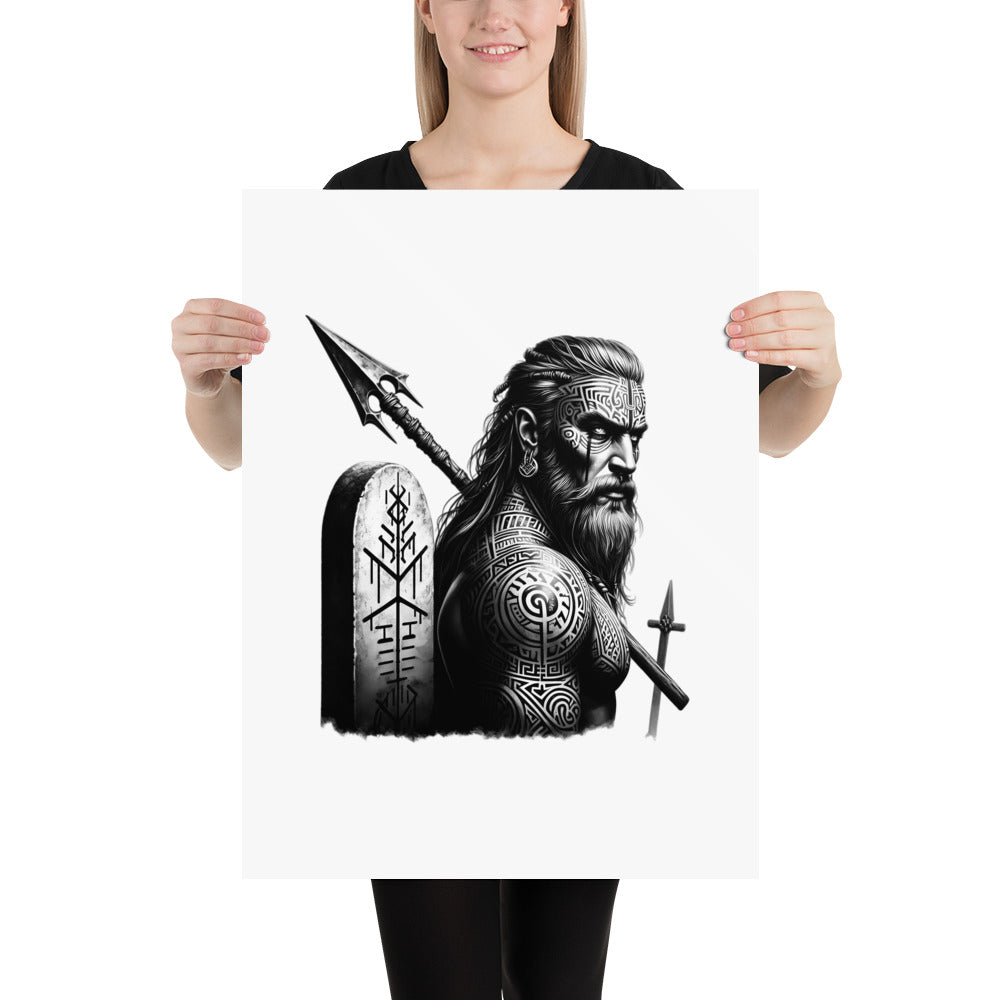 Viking Heroism - Enhanced Matte Framed Poster Talisman Valhalla Design