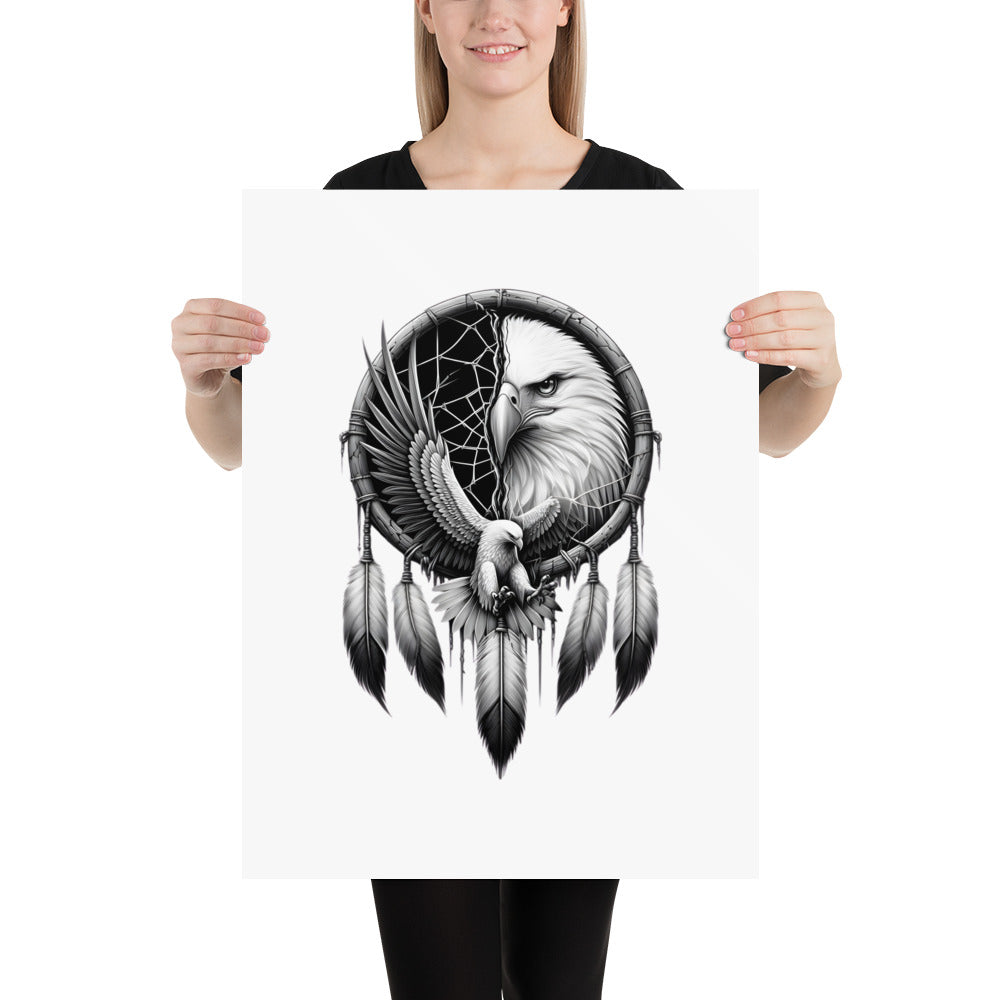 PosteDreamcatcher Eagle - Framed Poster Realistic Native American Talisman Mythology Graphic Designr