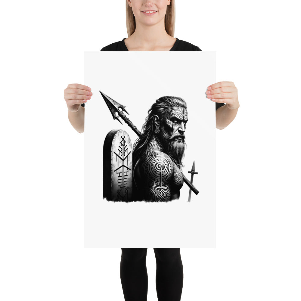 Viking Heroism - Enhanced Matte Framed Poster Talisman Valhalla Design