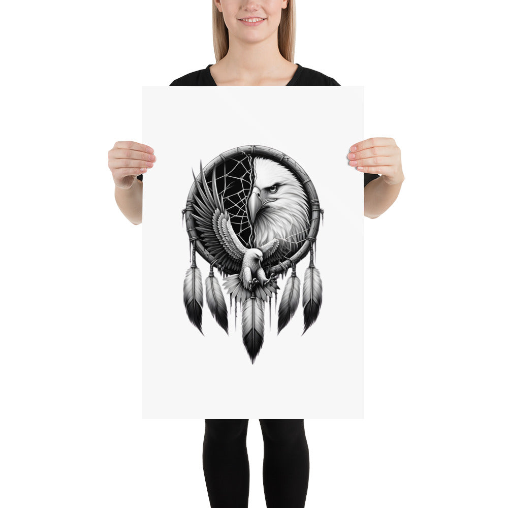 PosteDreamcatcher Eagle - Framed Poster Realistic Native American Talisman Mythology Graphic Designr