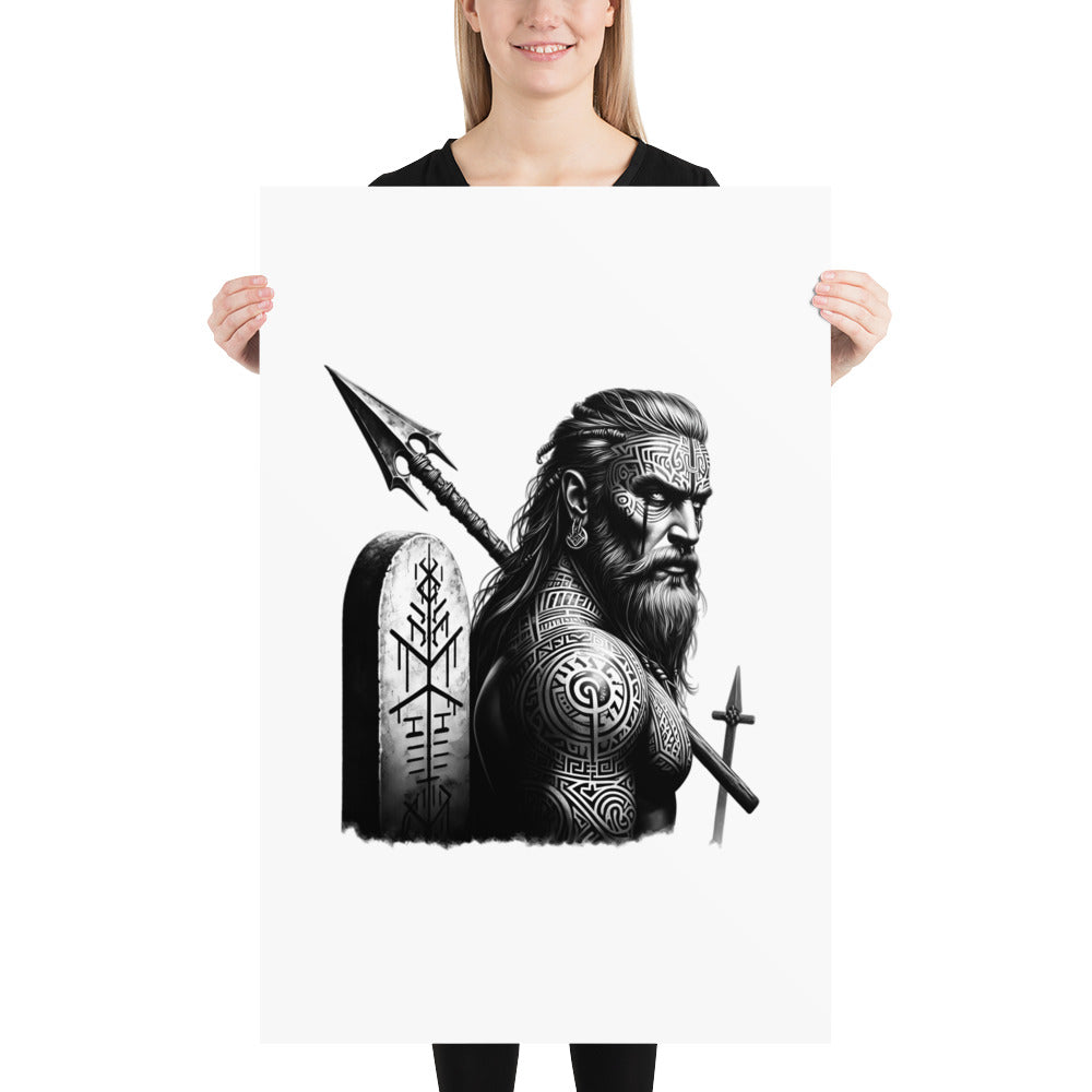 Viking Heroism - Enhanced Matte Framed Poster Talisman Valhalla Design