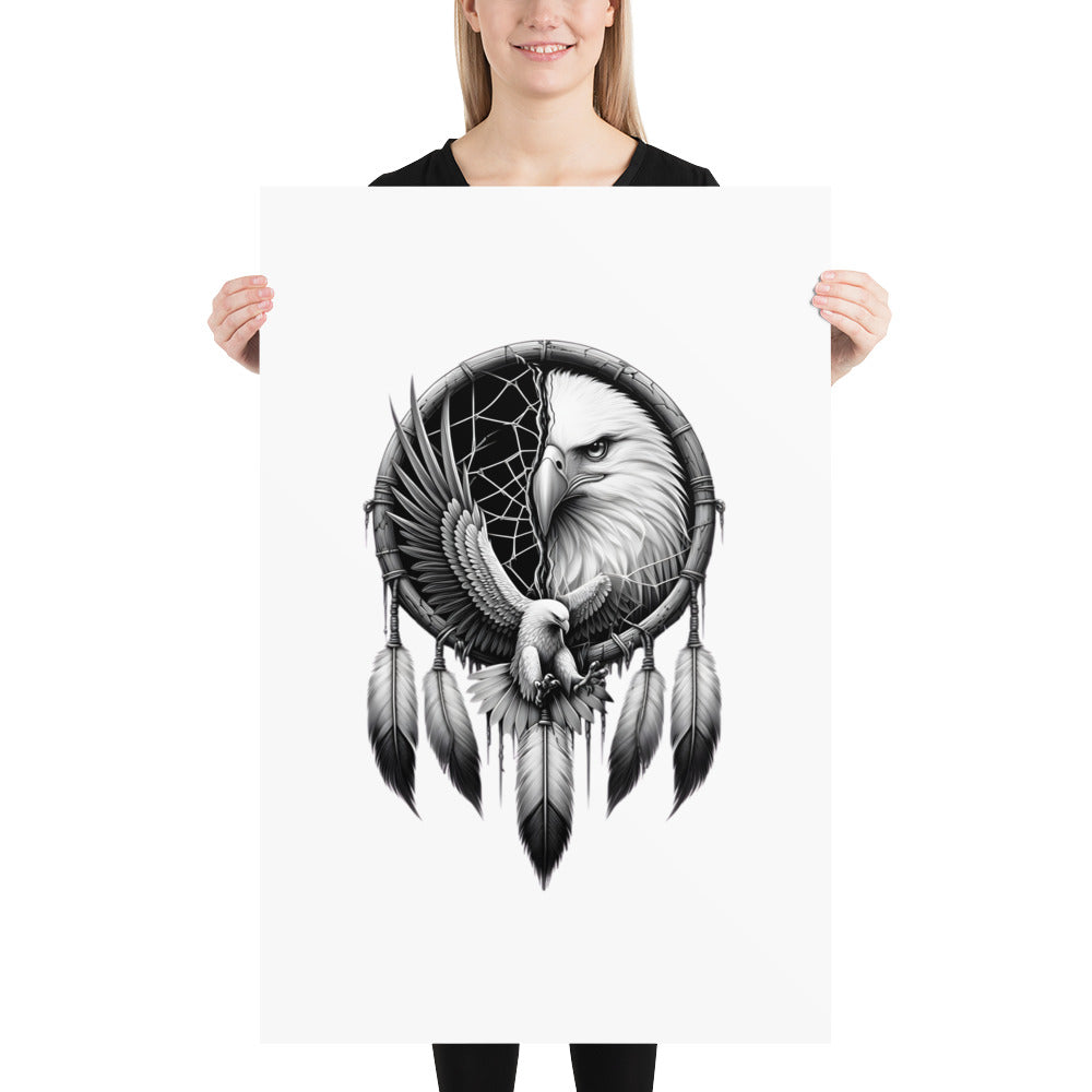 PosteDreamcatcher Eagle - Framed Poster Realistic Native American Talisman Mythology Graphic Designr