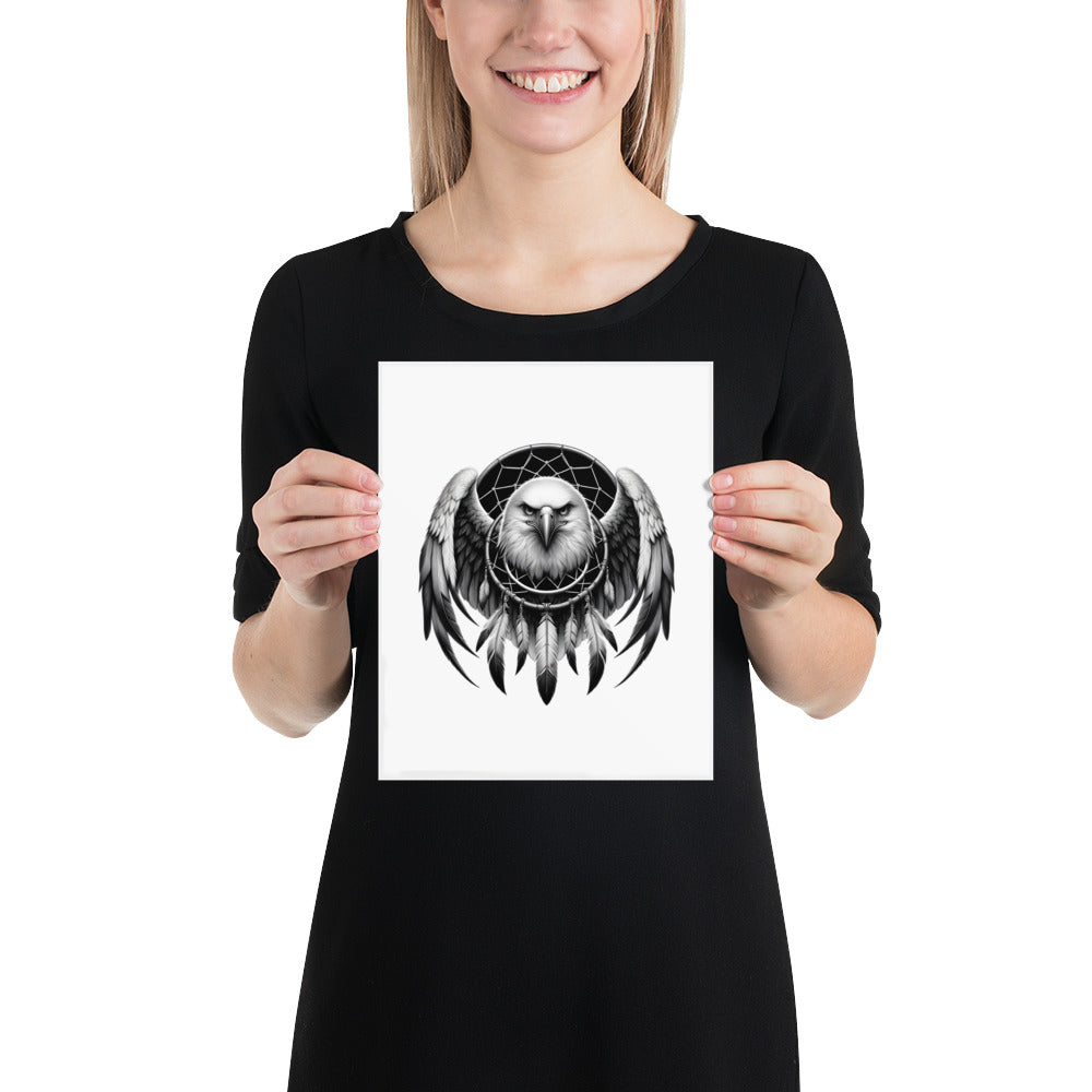 Dreamcatcher Eagle - Framed Poster Realistic Native American Talisman Mythology Graphic Design