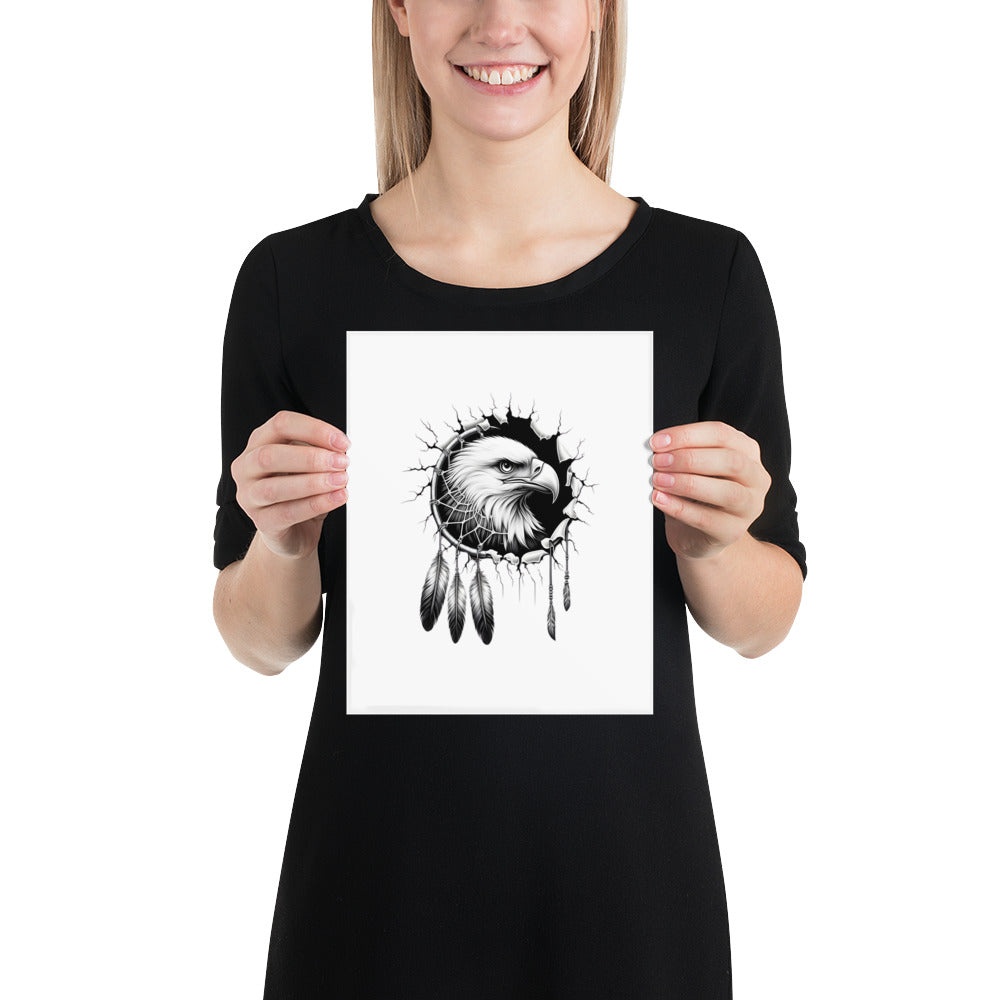 Dreamcatcher Eagle - Framed Poster Realistic Native American Talisman Mythology Graphic Design