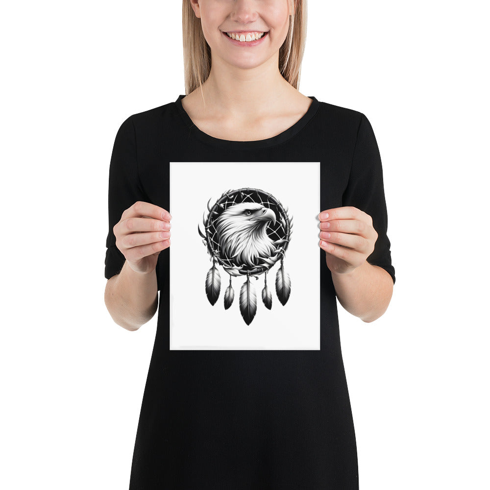 Dreamcatcher Eagle - Framed Poster Realistic Native American Talisman Mythology Graphic Design