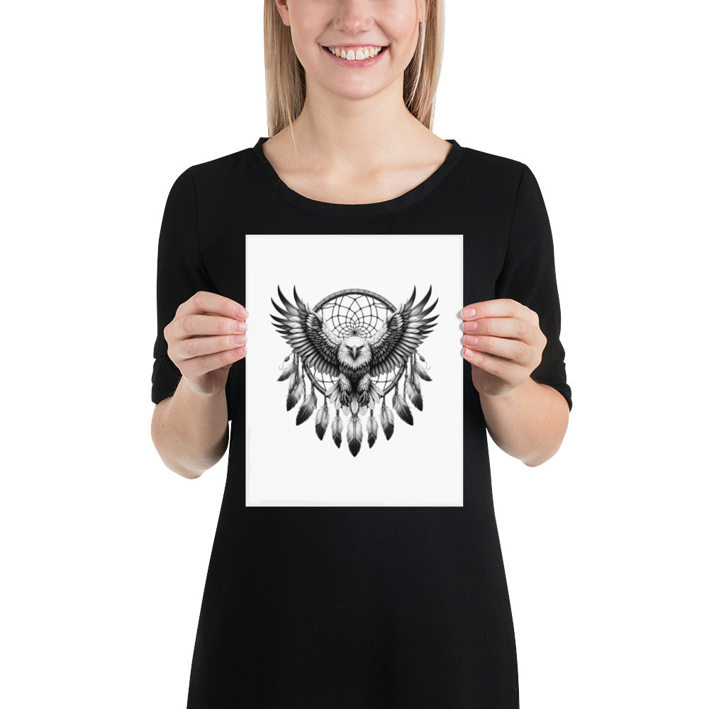 Dreamcatcher Eagle - Framed Poster Realistic Native American Talisman Mythology Graphic Design