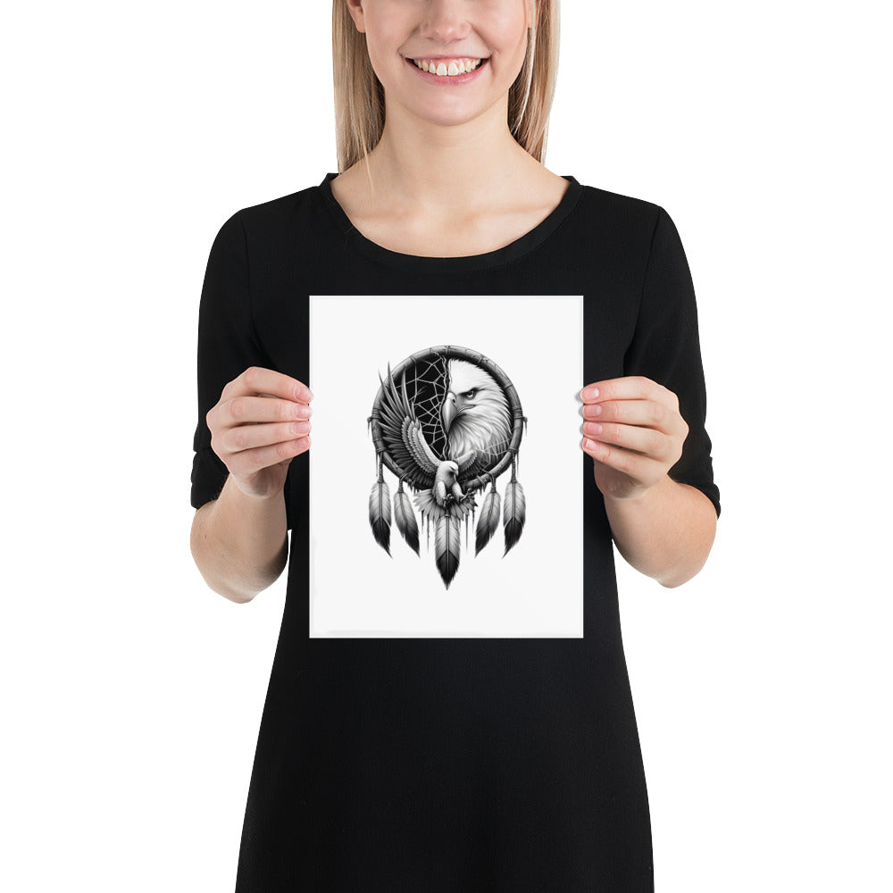 PosteDreamcatcher Eagle - Framed Poster Realistic Native American Talisman Mythology Graphic Designr