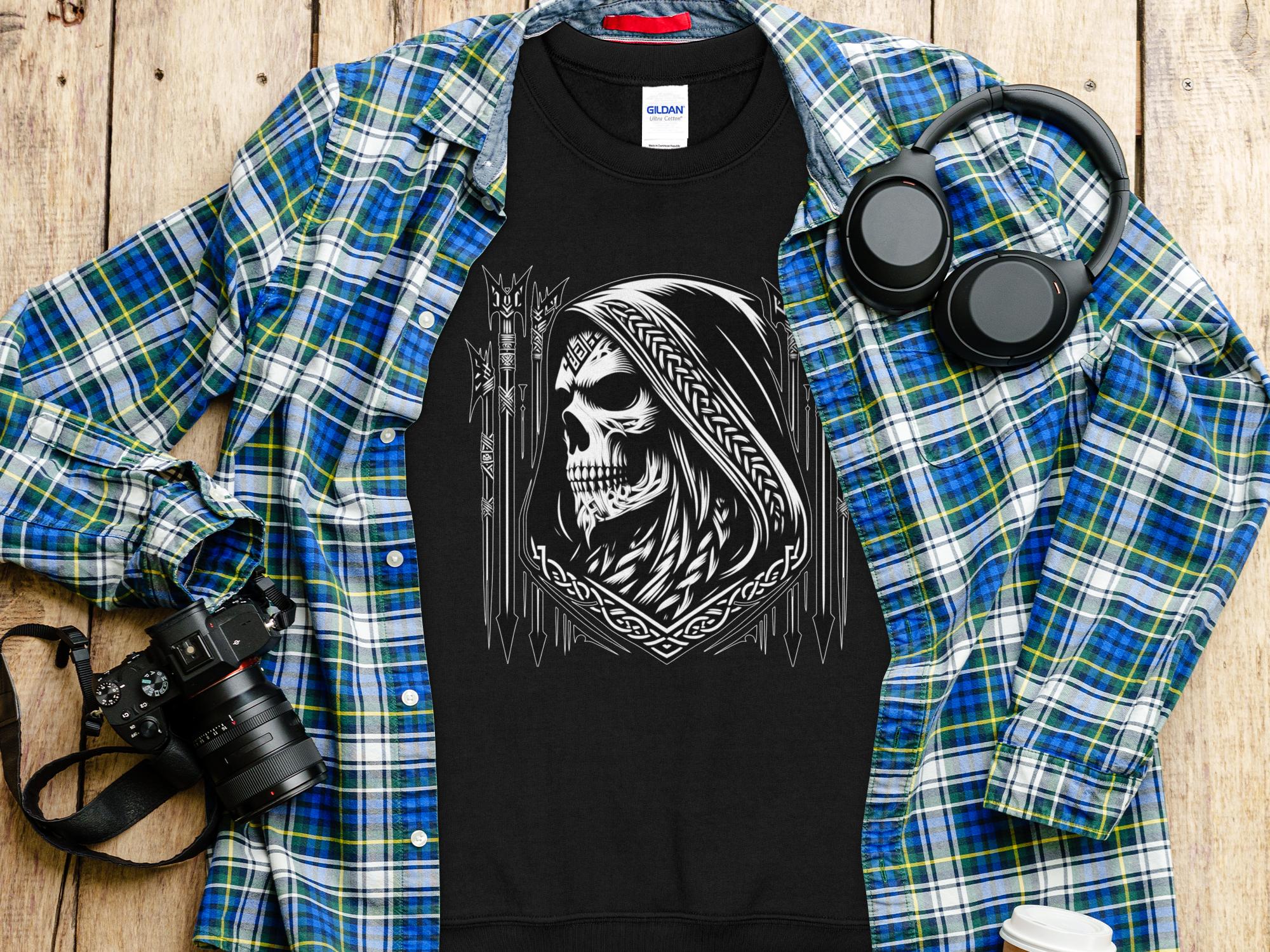 Grim Reaper - Black White Gildan Sweatshirt Commemorative Talisman Unisex Tee Graphic Design