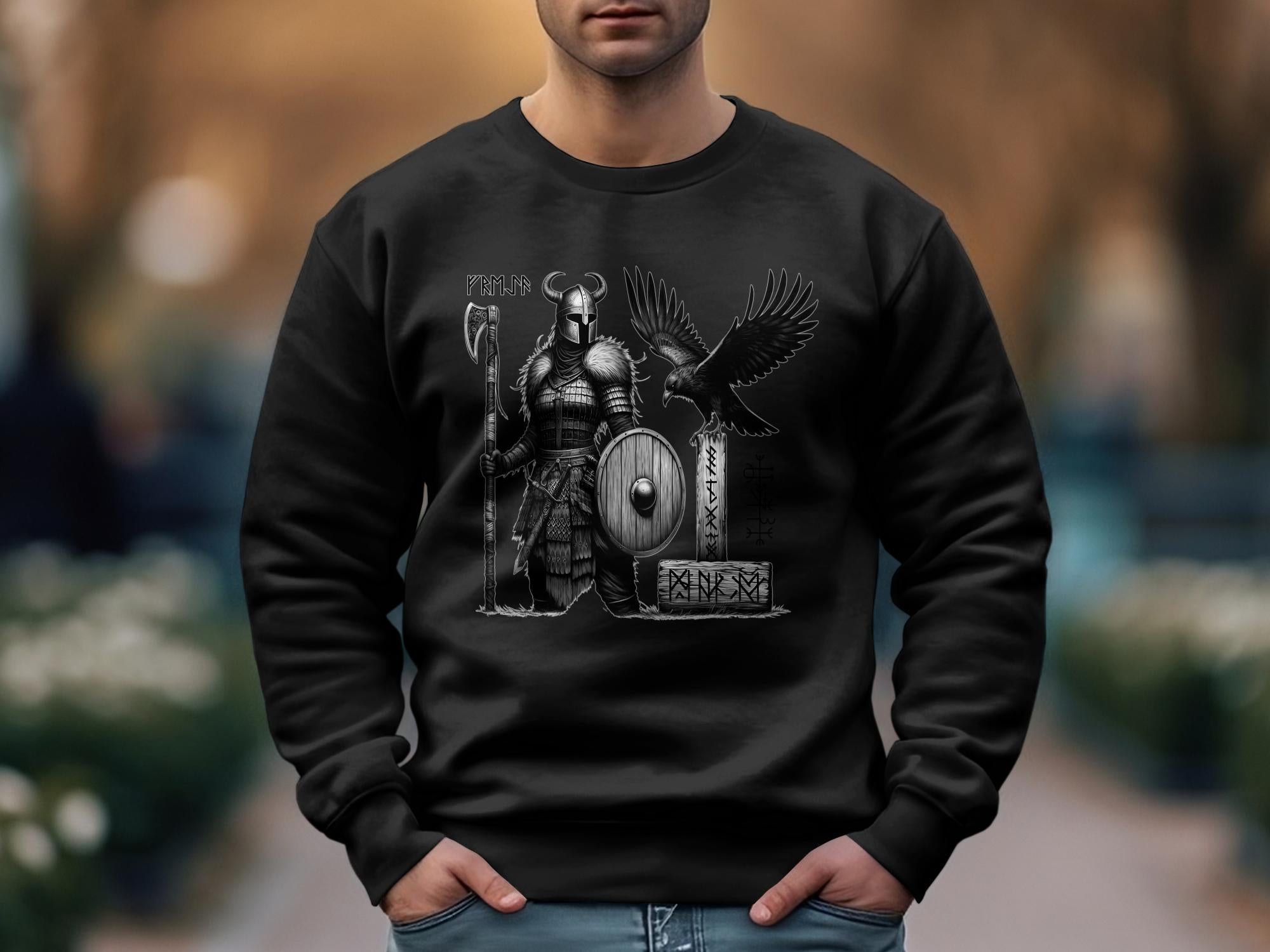 Viking Shield Maiden - Coloured Gildan Sweatshirt Realistic Norse Talisman Men Women Unisex Valhalla Tee Graphic Design