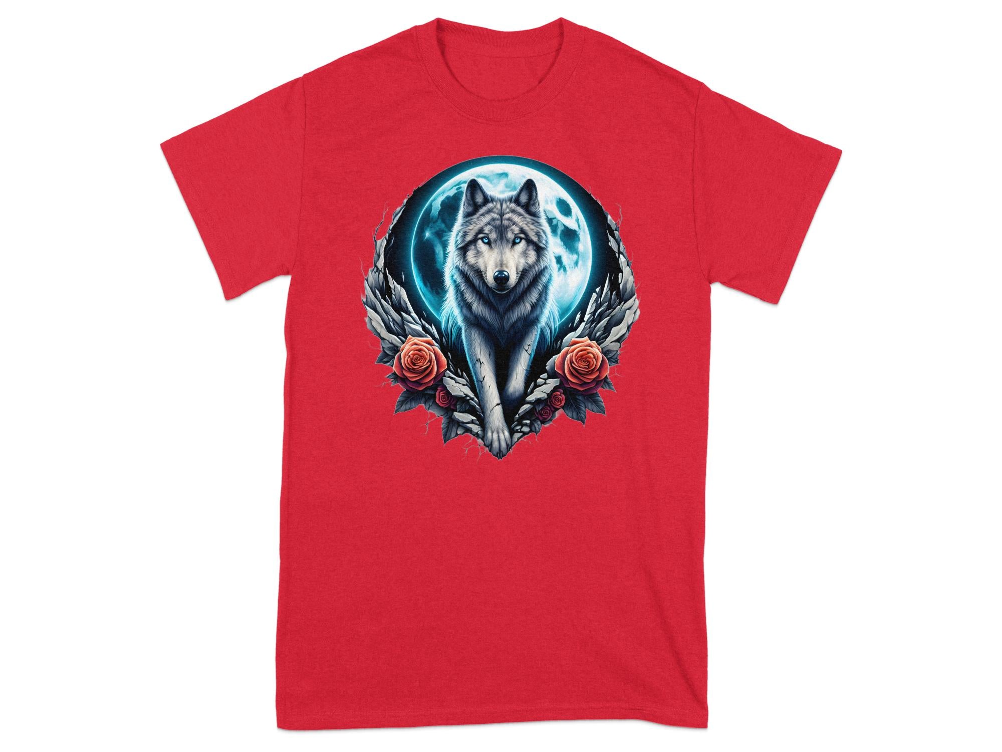 Moon Wolf - T-Shirt Realistic Full Colour Animal Talisman Unisex Mythology Tee Gildan Graphic Design