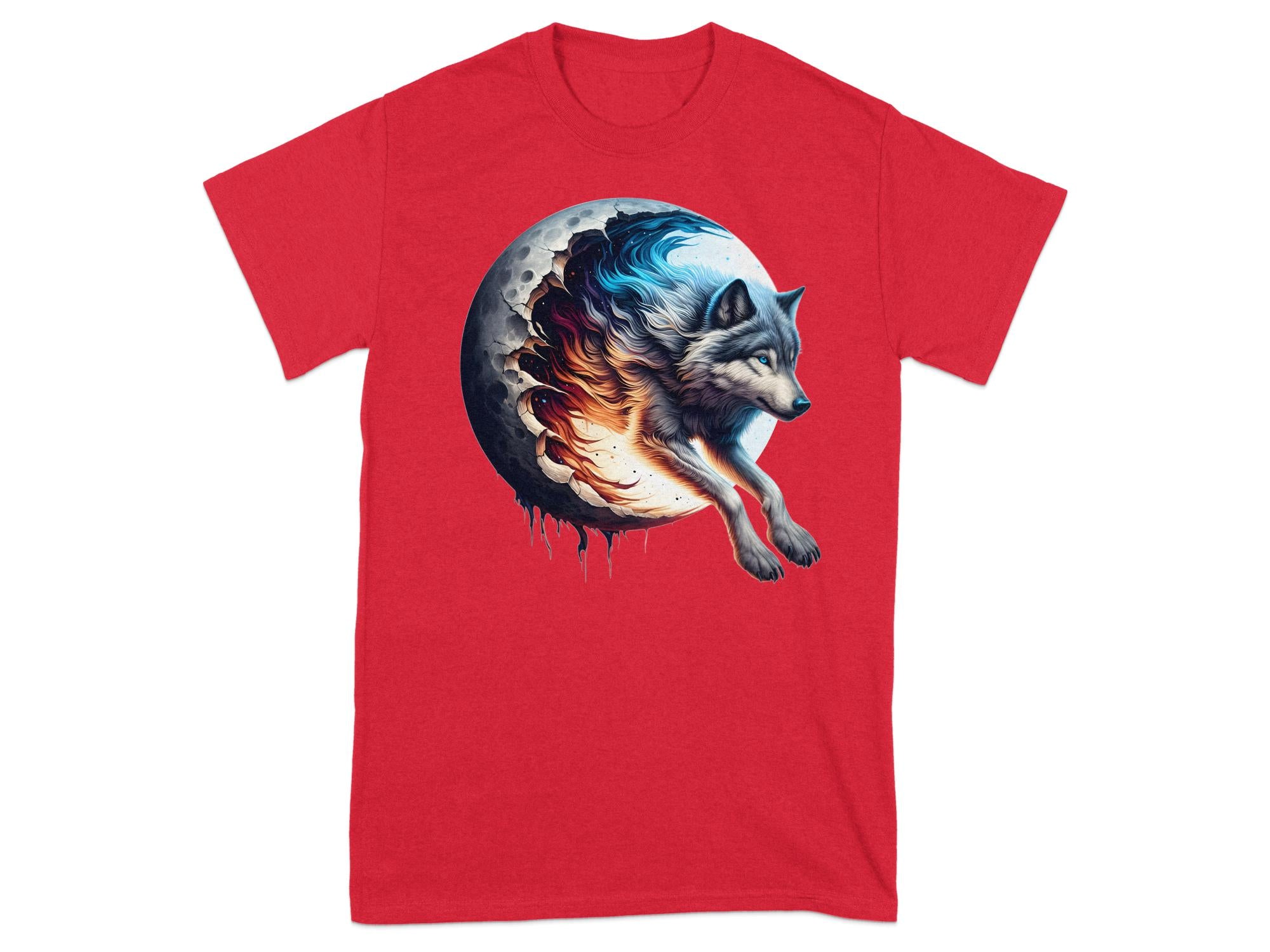 Moon Wolf - T-Shirt Realistic Full Colour Animal Talisman Unisex Mythology Tee Gildan Graphic Design