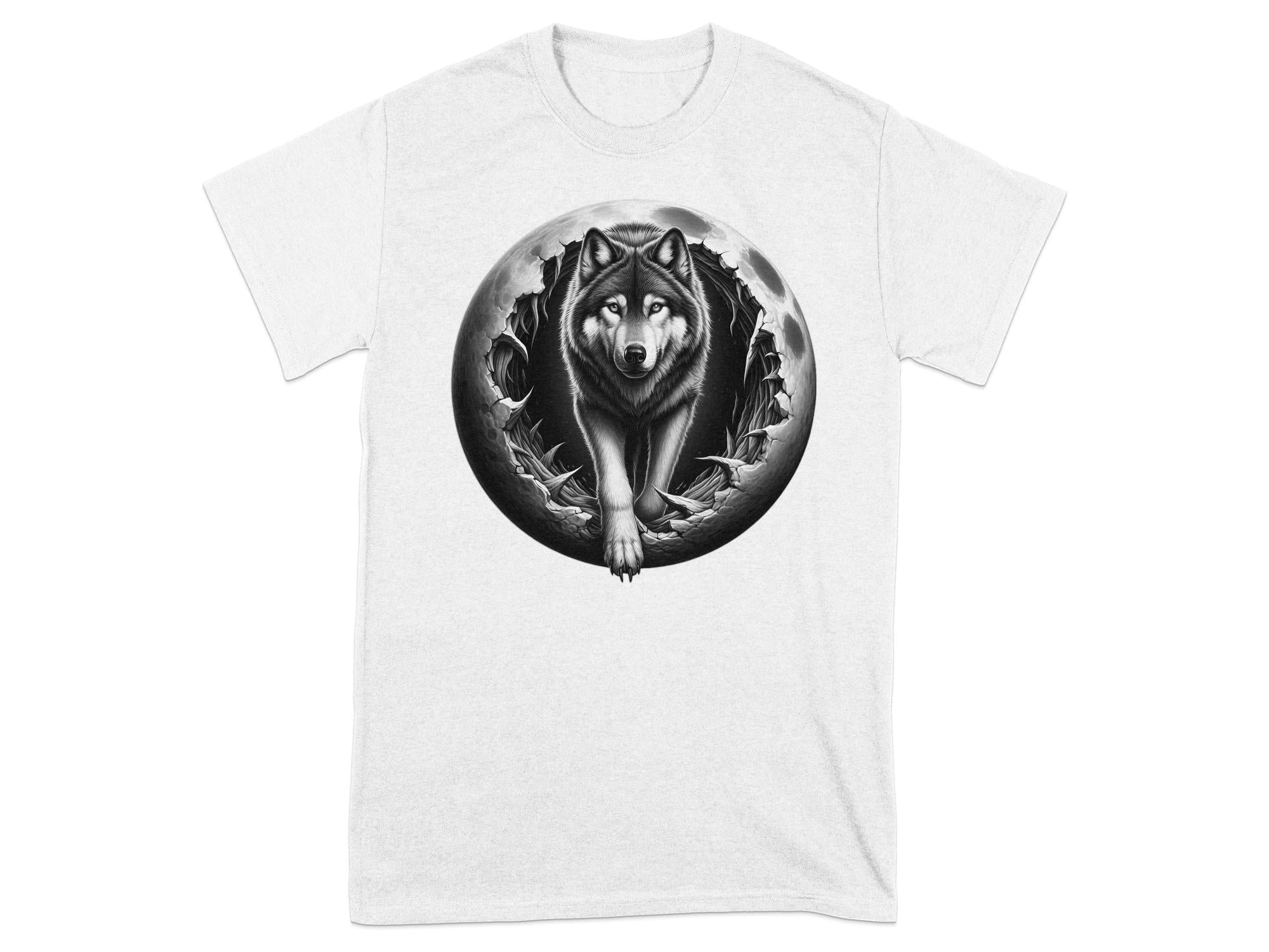 Moon Wolf - Coloured Gildan T-Shirt Realistic Animal Talisman Unisex Mythology Tee Graphic Design