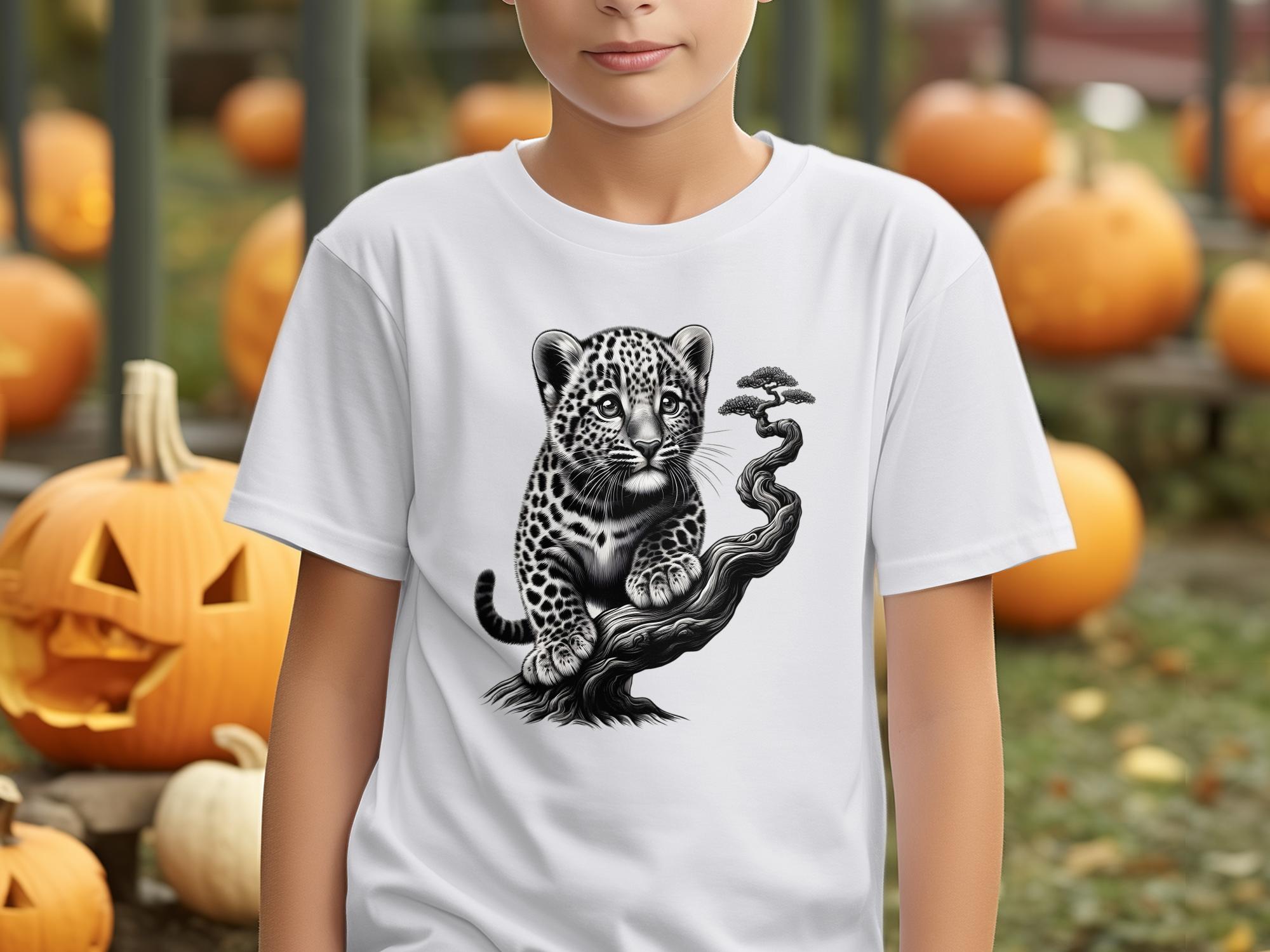 Leopard Bonsai - Coloured Gildan Kids T-Shirt Realistic Animal Talisman Unisex Cute Tee Graphic Design