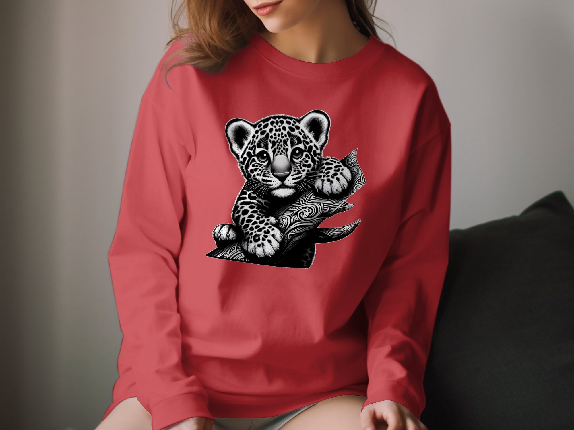 Leopard Bonsai - Coloured Gildan Long Sleeve Realistic Animal Talisman Unisex Cute Tee Graphic Design