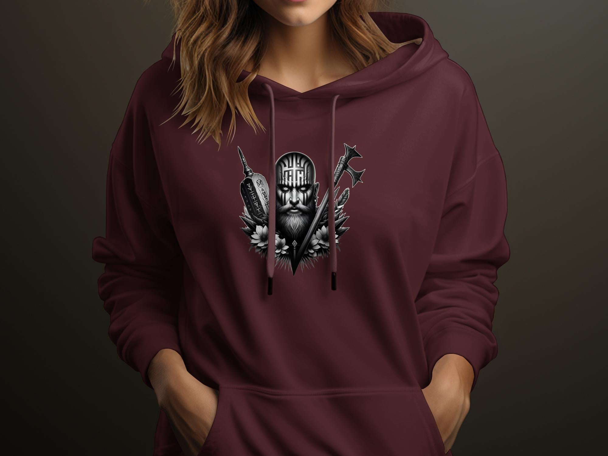 Viking Vigor - Coloured Gildan Hoodie Realistic Norse Talisman Men Women Unisex Valhalla Tee Graphic Design