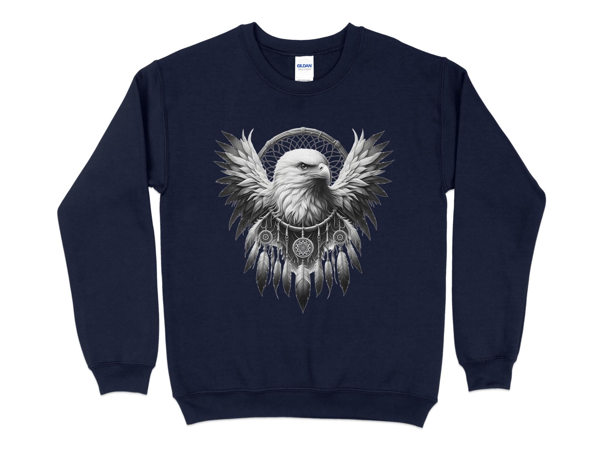 Dreamcatcher Eagle - Coloured Gildan Sweatshirt Realistic Native American Talisman Unisex Mythology Tee Graphic Design