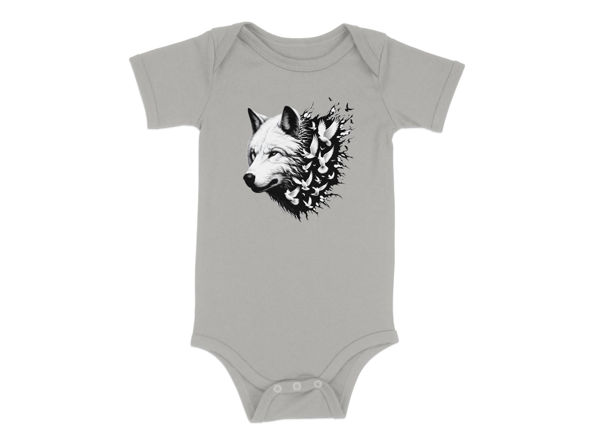 Wolf x Doves - Coloured Toddler Bodysuit Realistic Animal Talisman Unisex Tee Graphic Design