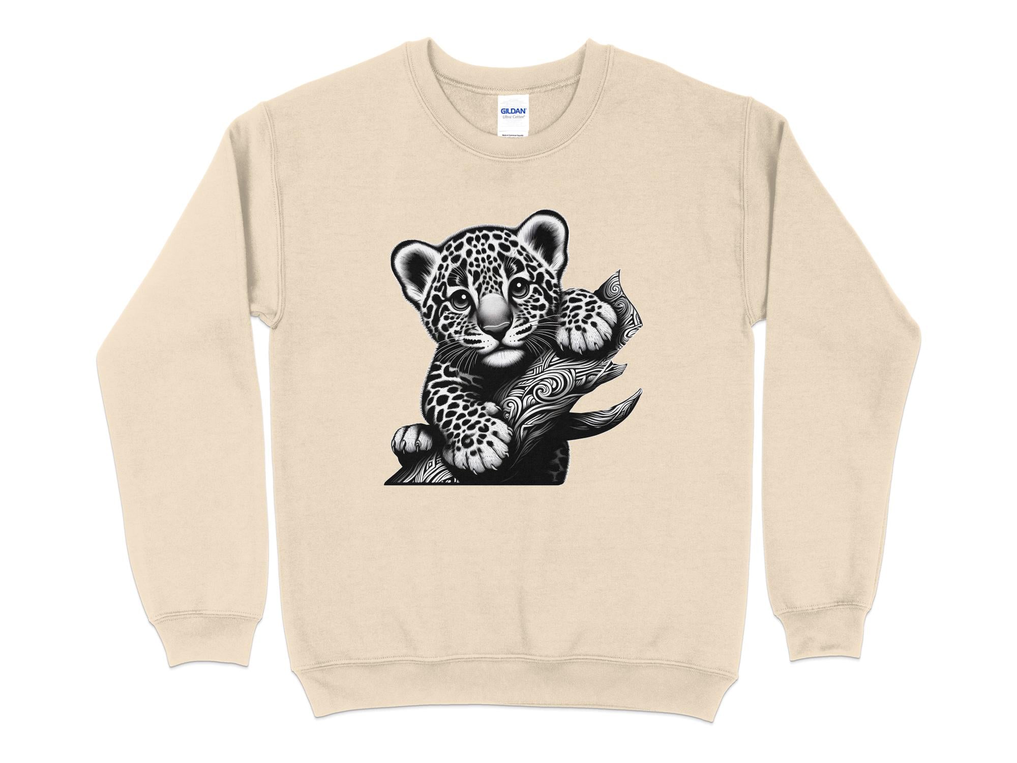 Leopard Bonsai - Coloured Gildan Sweatshirt Realistic Animal Talisman Unisex Cute Tee Graphic Design