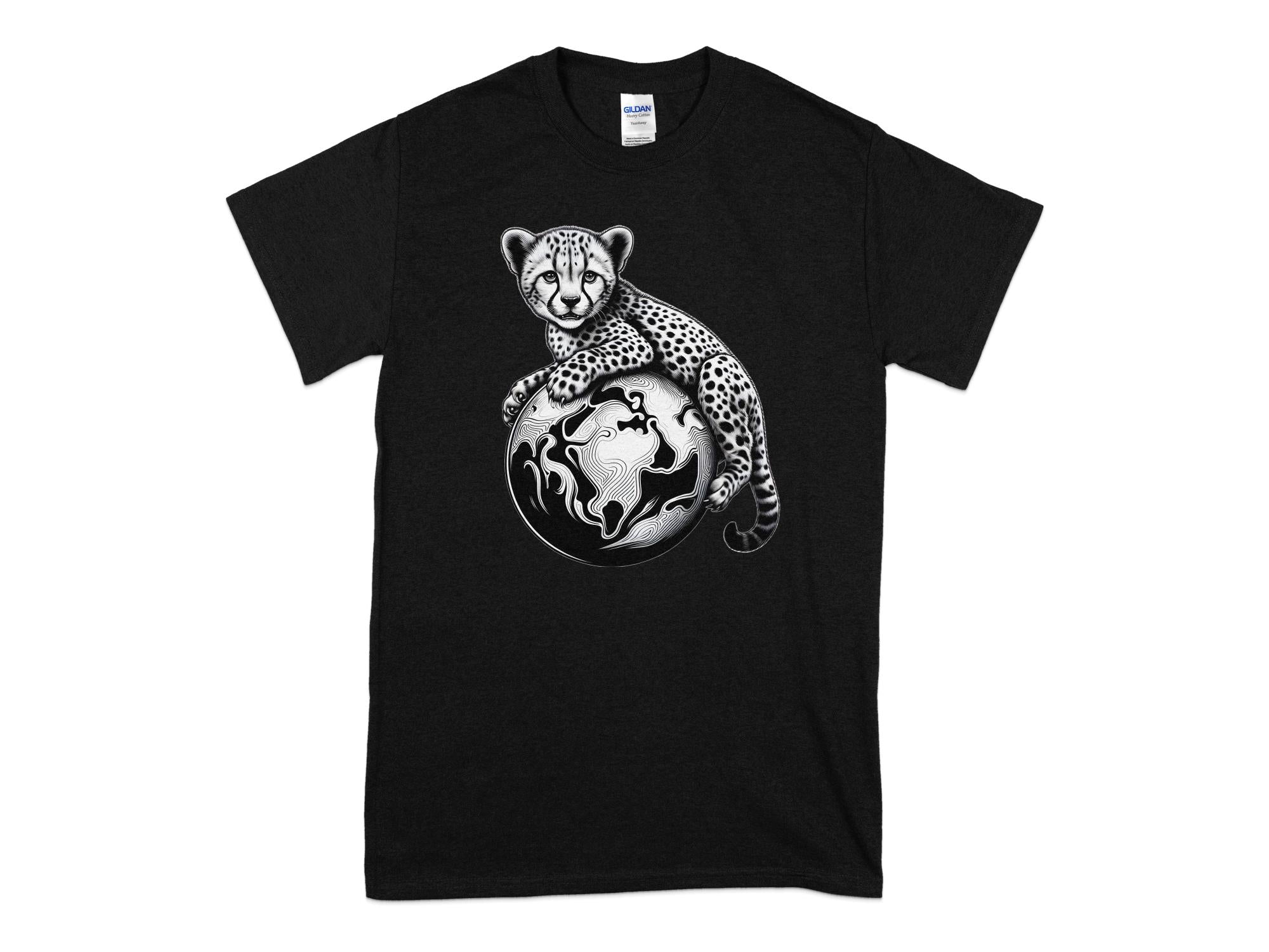 Cheetah World - Coloured Gildan T-Shirt Realistic Animal Talisman Unisex Cute Tee Graphic Design