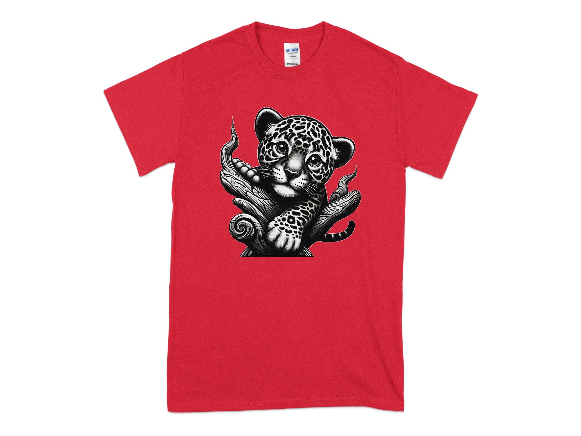 Leopard Bonsai - Coloured Gildan T-Shirt Realistic Animal Talisman Unisex Cute Tee Graphic Design