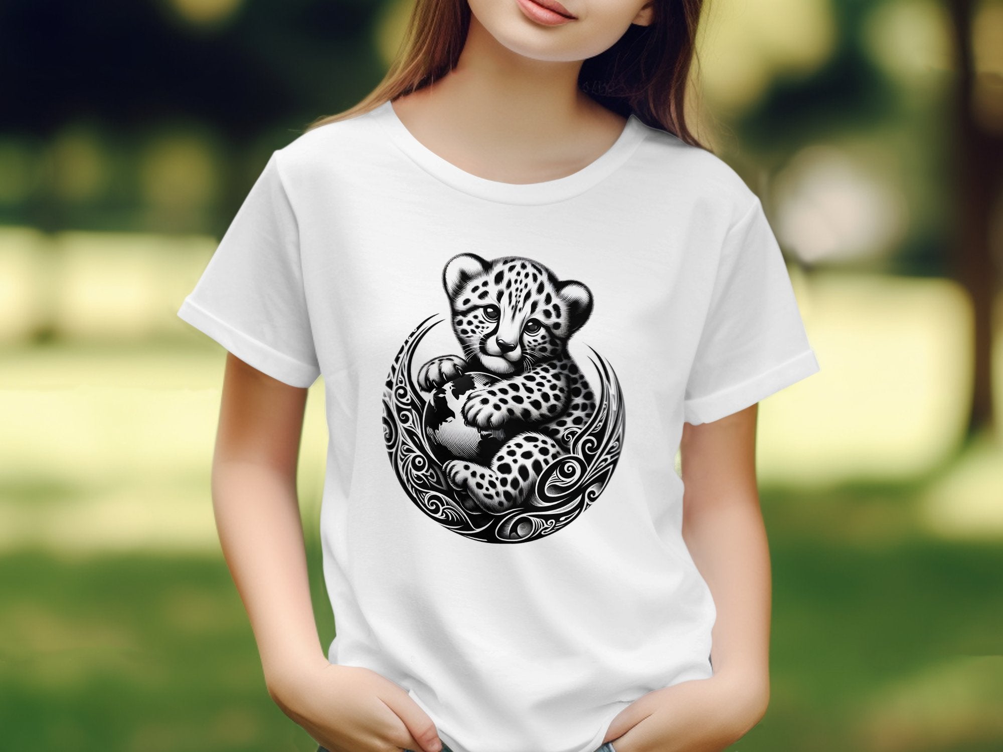 Cheetah World - Coloured Gildan Kids T-Shirt Realistic Animal Talisman Unisex Cute Tee Graphic Design