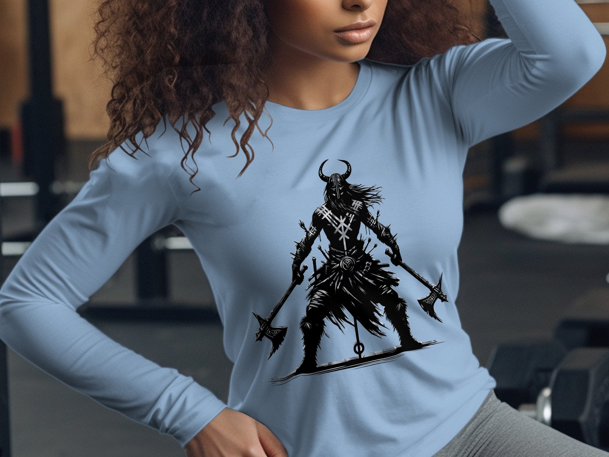 Viking Indomitable - Coloured Gildan Long Sleeve Norse Talisman Men Women Unisex Valhalla Tee