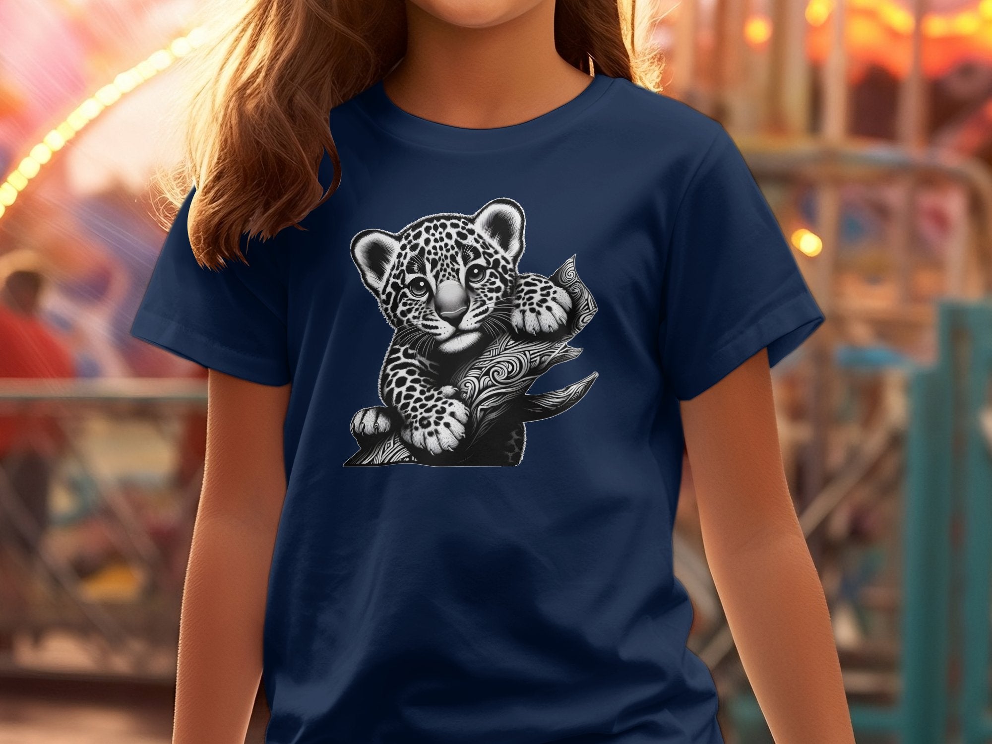 Leopard Bonsai - Coloured Gildan Kids T-Shirt Realistic Animal Talisman Unisex Cute Tee Graphic Design