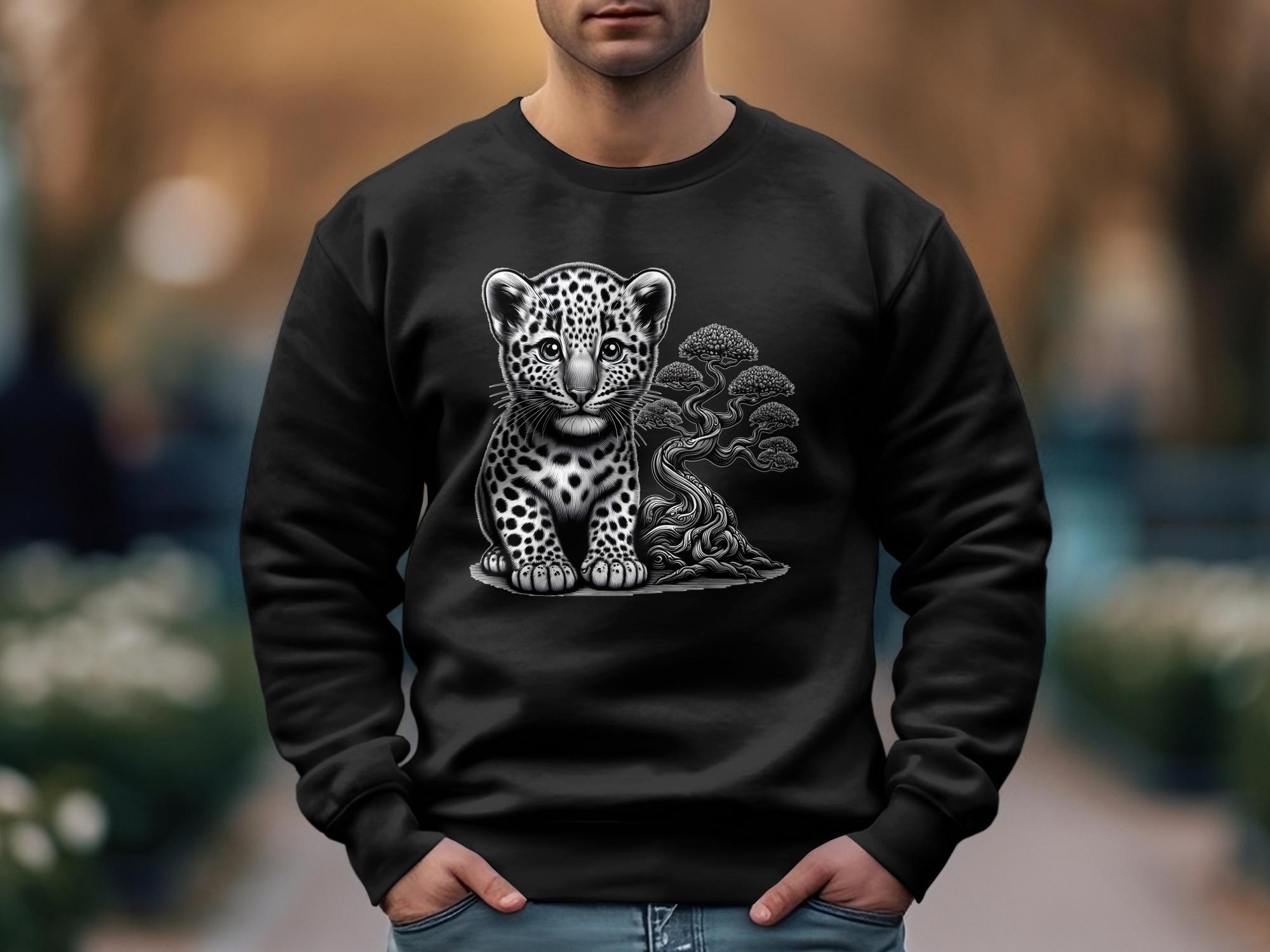 Leopard Bonsai - Coloured Gildan Sweatshirt Realistic Animal Talisman Unisex Cute Tee Graphic Design