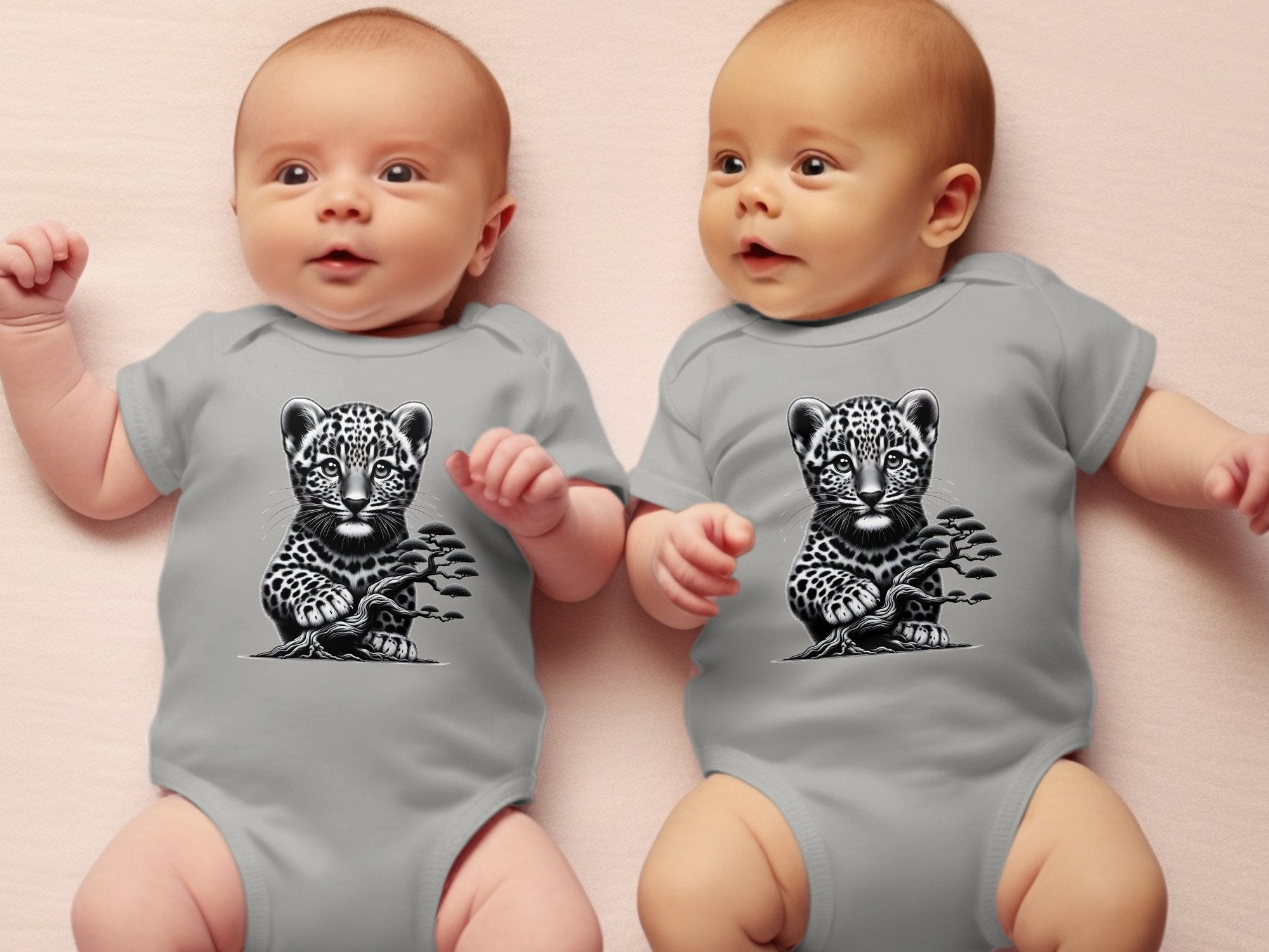 Leopard Bonsai - Coloured Toddler Bodysuit Realistic Animal Talisman Unisex Cute Tee Graphic Design