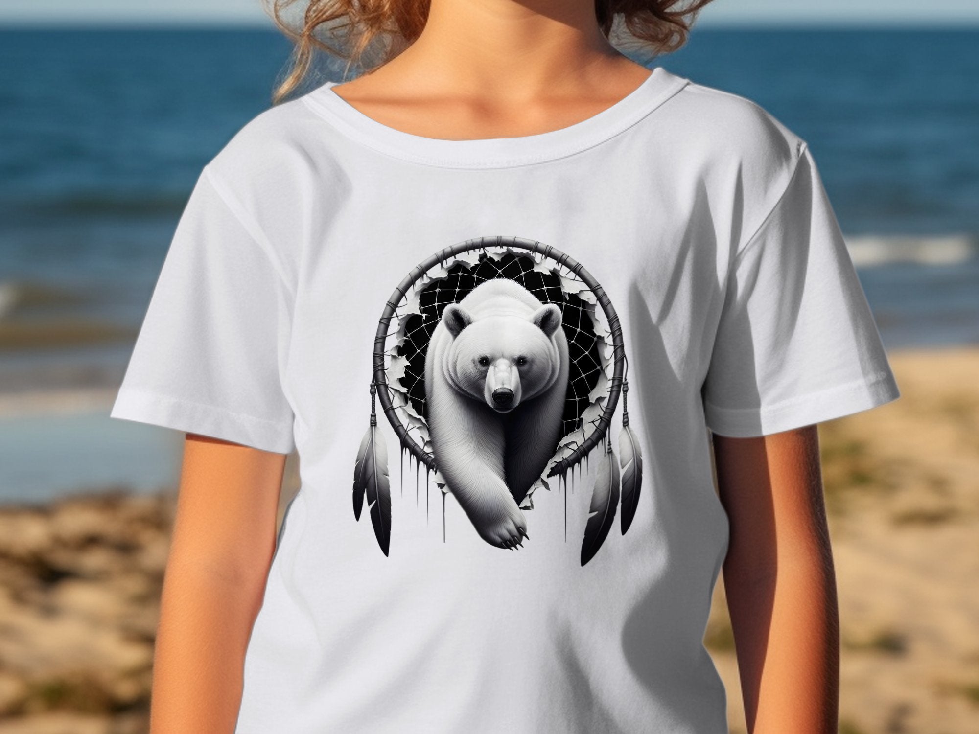 Dreamcatcher Bear - Coloured Gildan Kids T Shirt Realistic Native American Talisman Unisex Mythology Tee Graphic Design