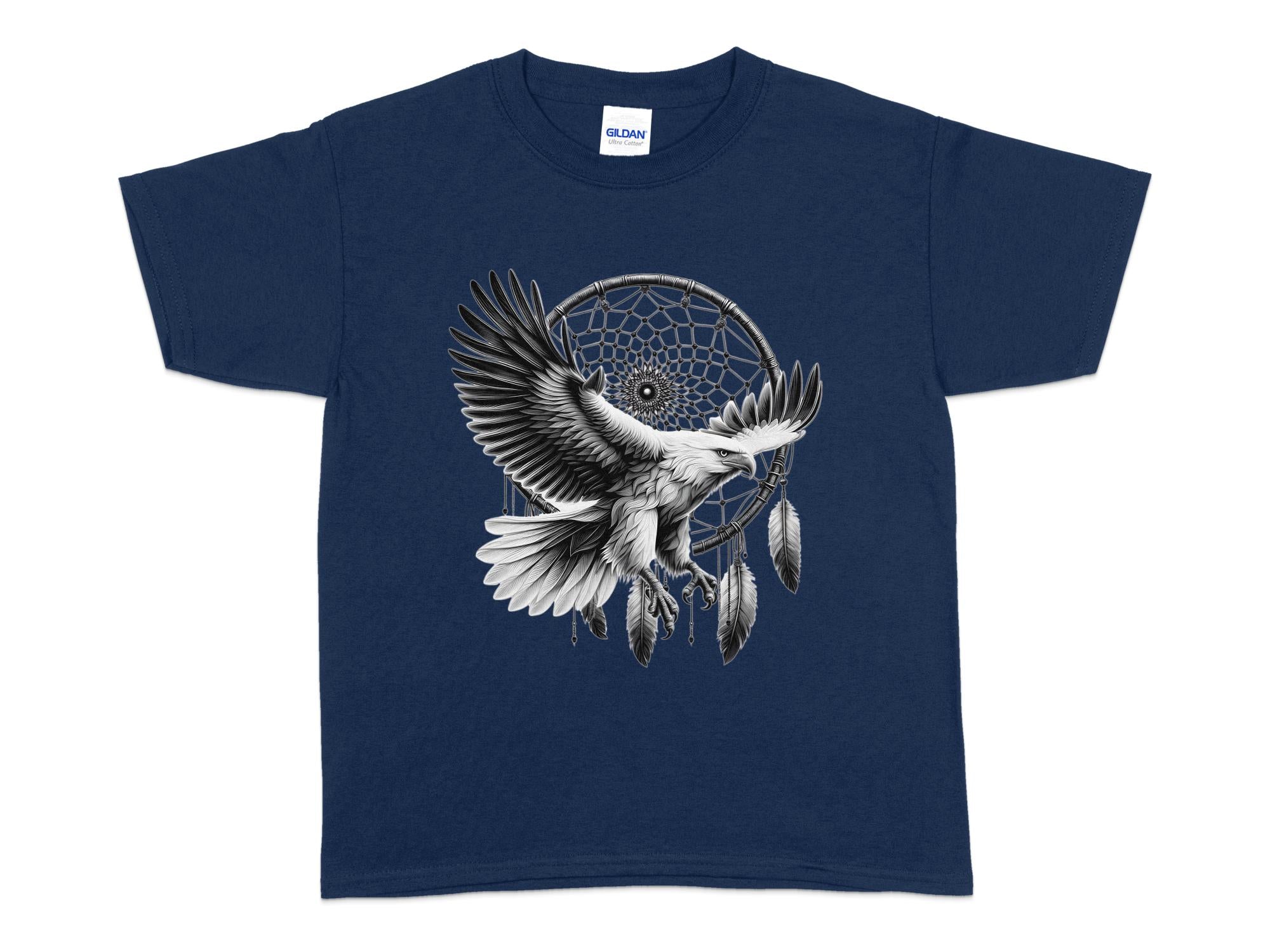 Dreamcatcher Eagle - Coloured Gildan Kids T-Shirt Realistic Native American Talisman Unisex Mythology Tee Graphic Design