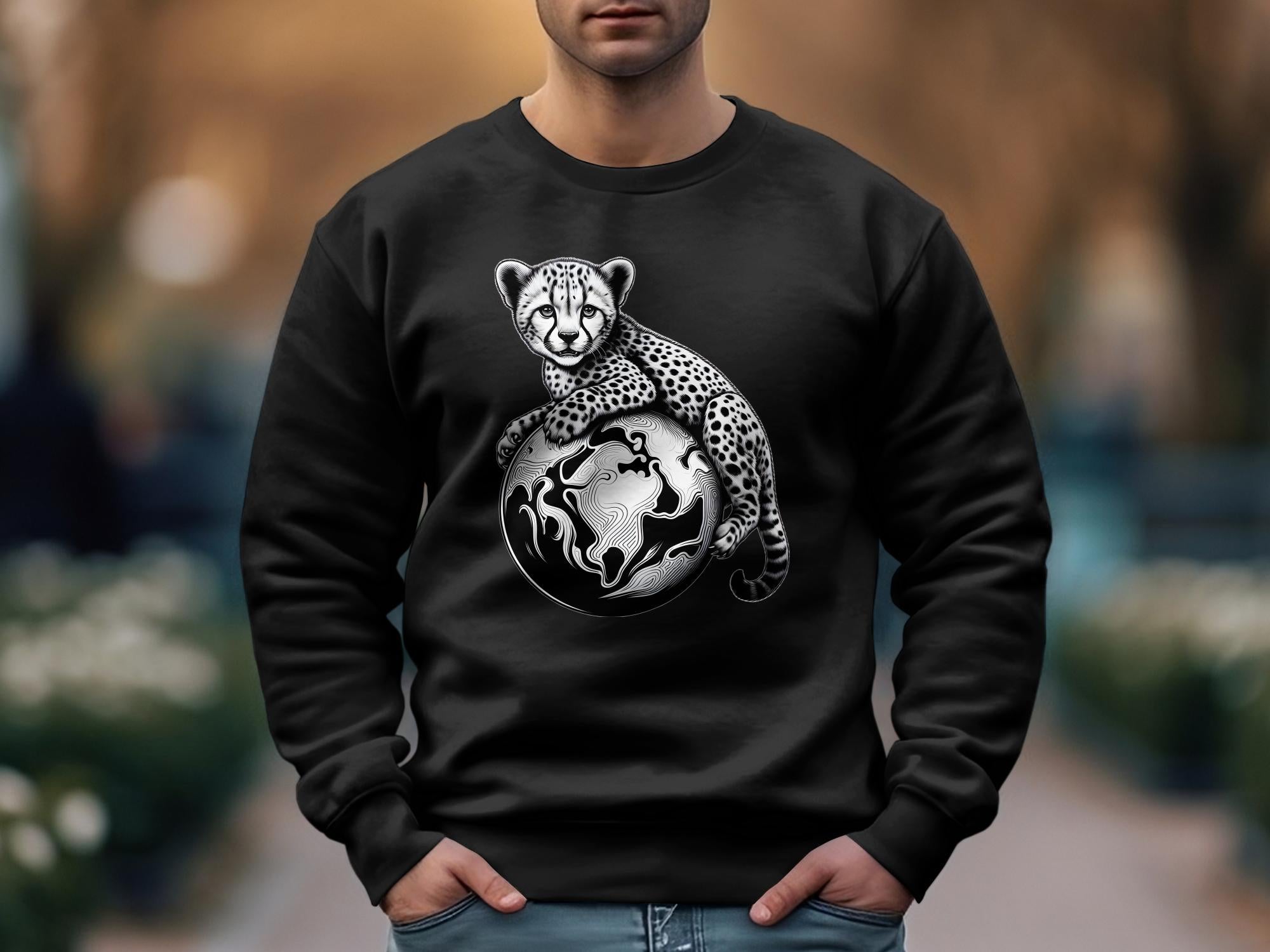 Cheetah World - Coloured Gildan Sweatshirt Realistic Animal Talisman Unisex Cute Tee Graphic Design