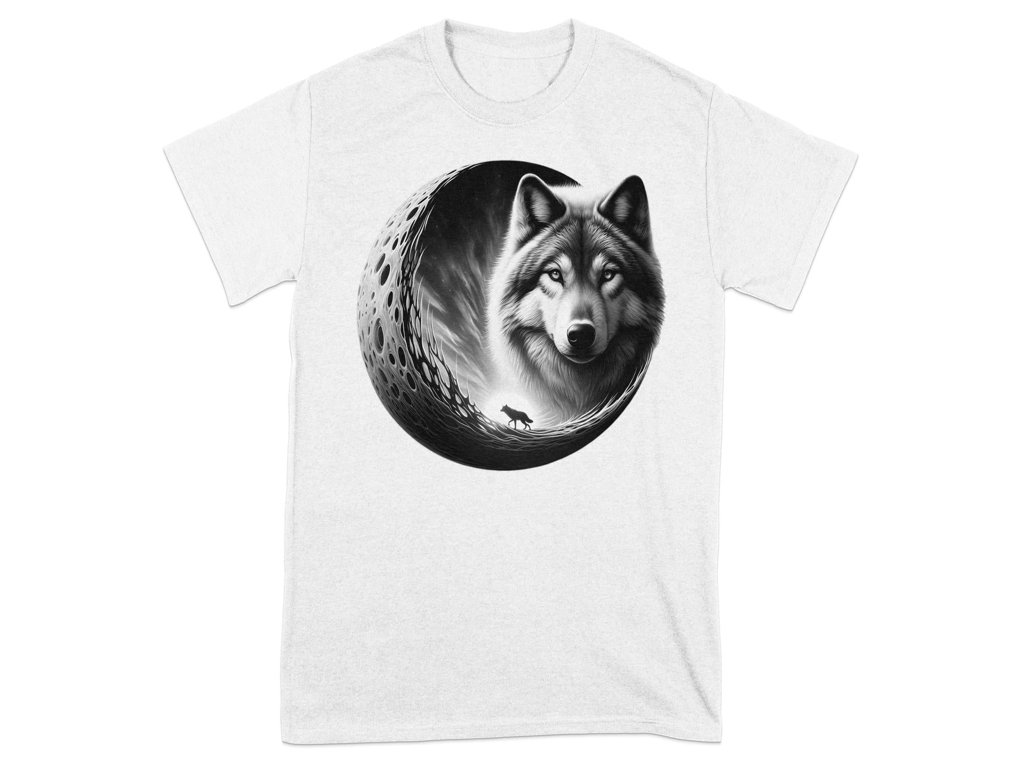 Moon Wolf - Coloured Gildan T-Shirt Realistic Animal Talisman Unisex Mythology Tee Graphic Design