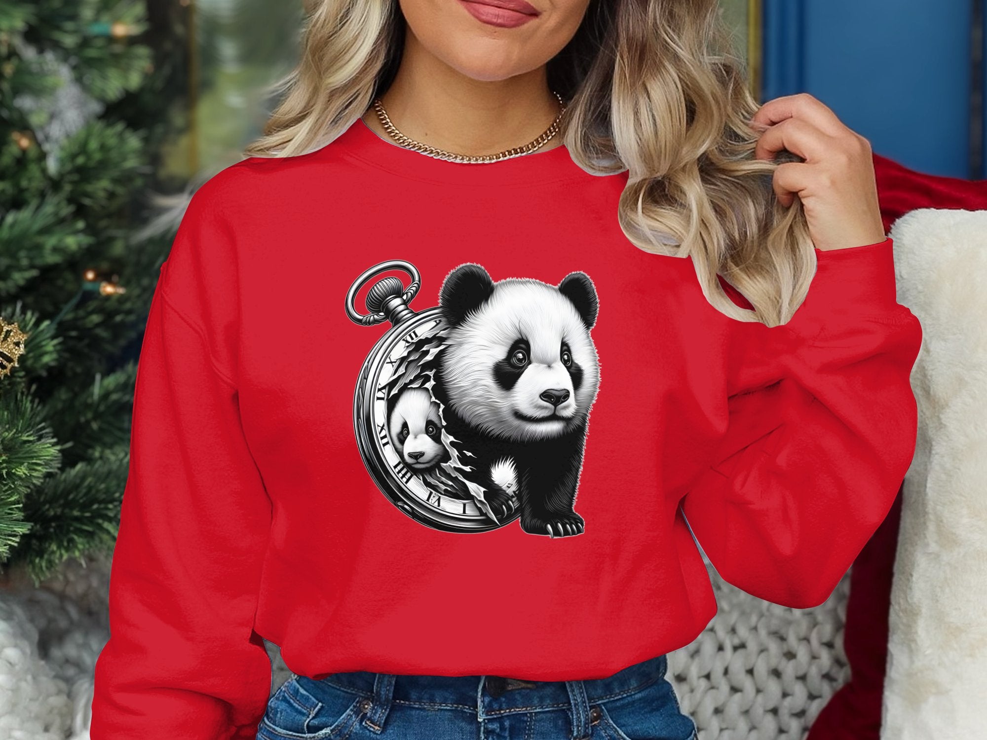 Panda - Coloured Gildan Sweatshirt Realistic Animal Talisman Unisex Cute Tee Graphic Design