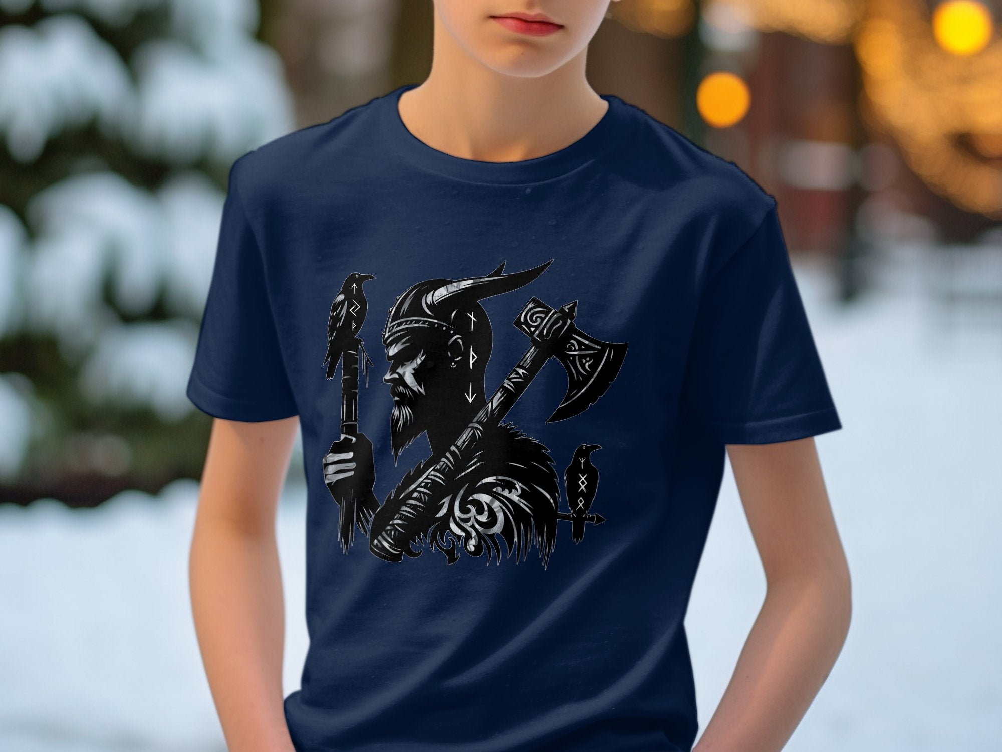 Viking Odin - Coloured Gildan Kids T Shirt Norse Talisman Unisex Valhalla Tee