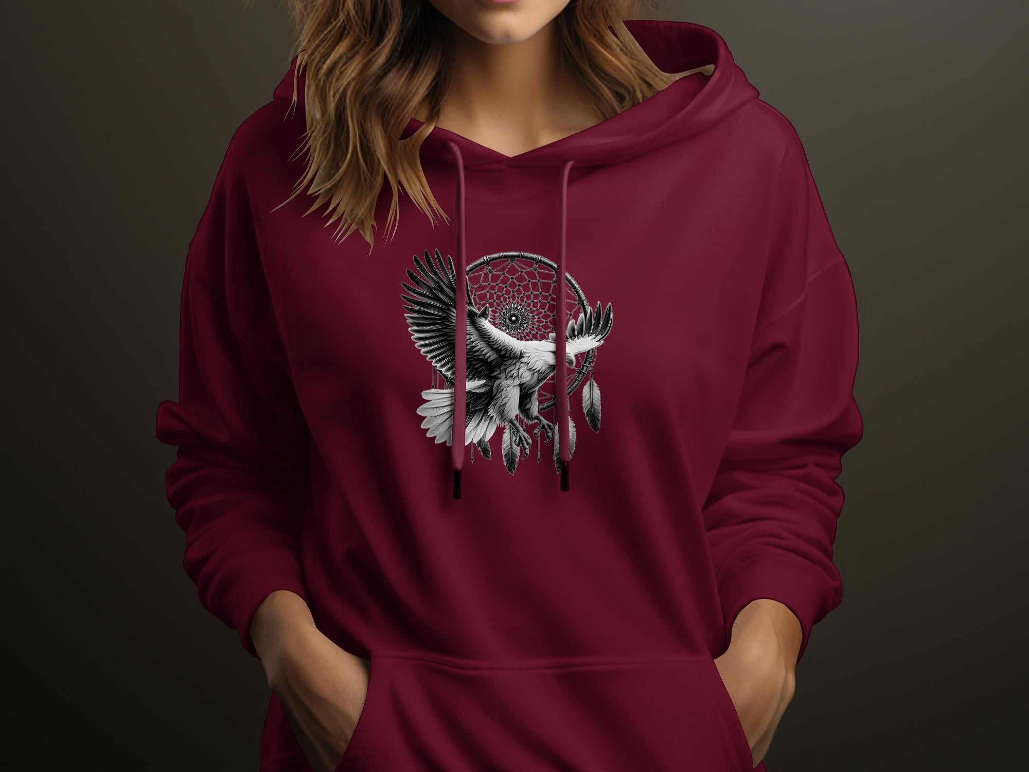 Dreamcatcher Eagle - Coloured Gildan Hoodie Realistic Native American Talisman Unisex Mythology Tee Graphic Design