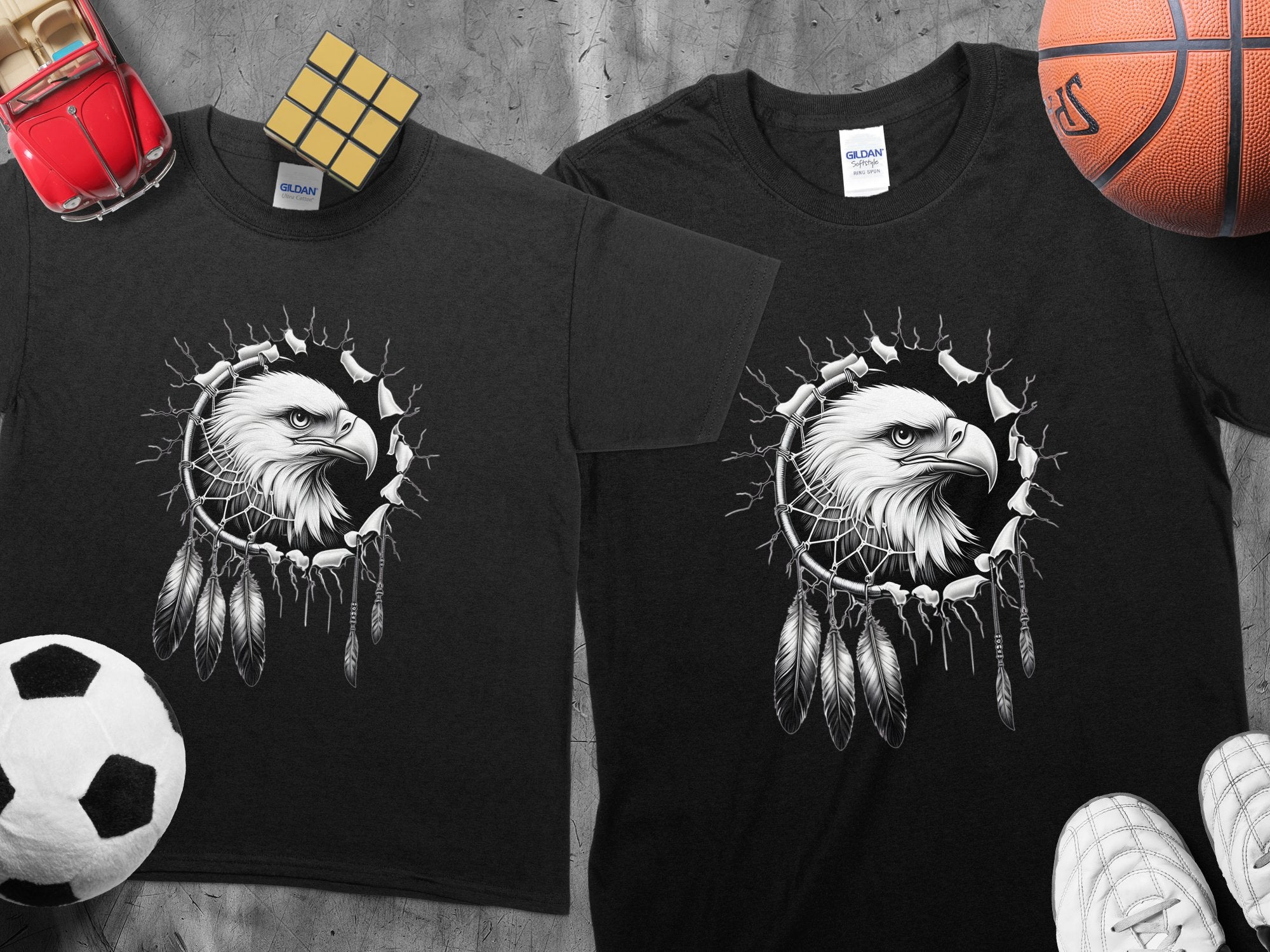 Dreamcatcher Eagle - Coloured Gildan Kids T-Shirt Realistic Native American Talisman Unisex Mythology Tee Graphic Design