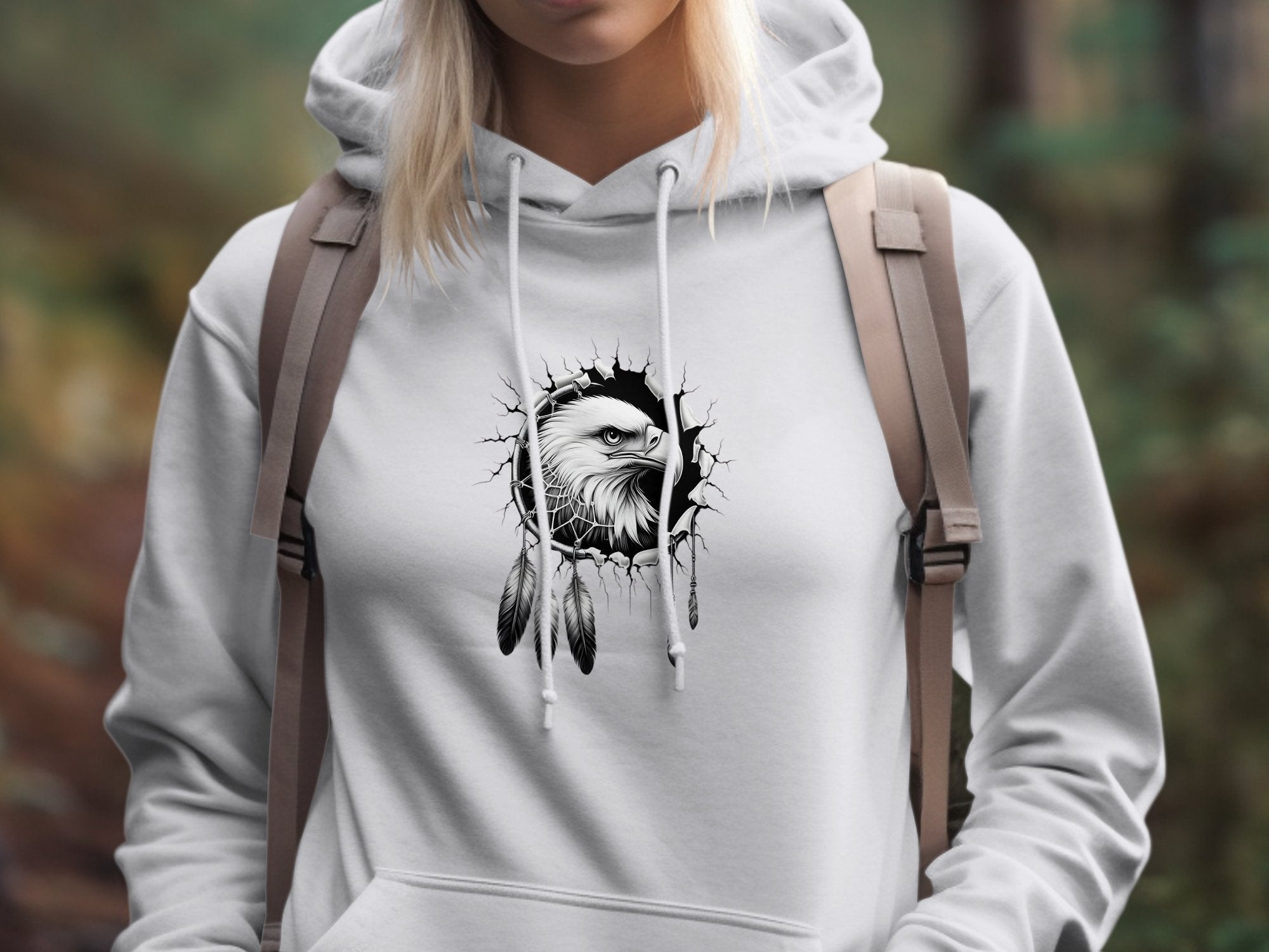 Dreamcatcher Eagle - Coloured Gildan Hoodie Realistic Native American Talisman Unisex Mythology Tee Graphic Design