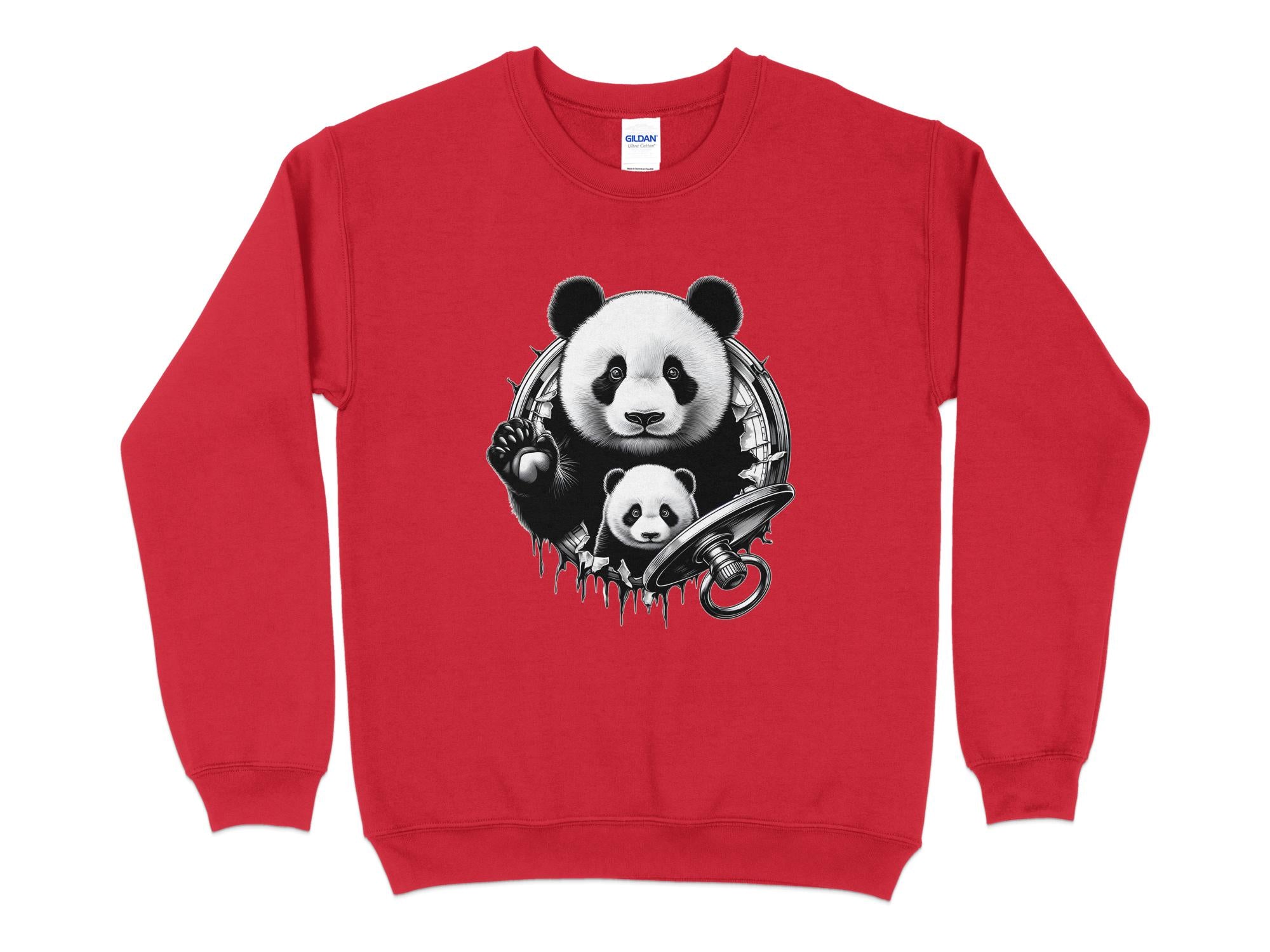 Panda - Coloured Gildan Sweatshirt Realistic Animal Talisman Unisex Cute Tee Graphic Design