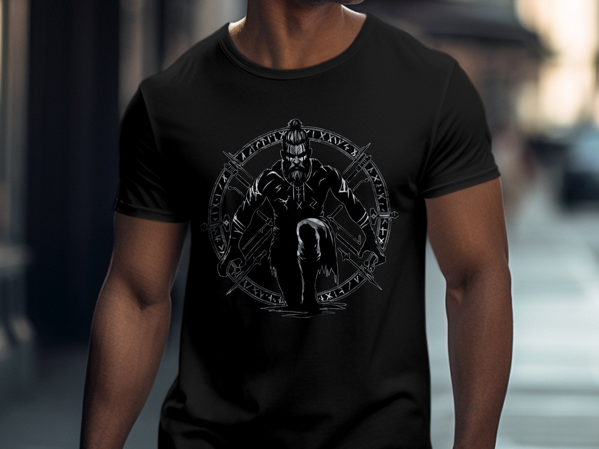 Viking Watchman - Coloured Gildan T Shirt White Norse Talisman Men Women Unisex Valhalla Tee