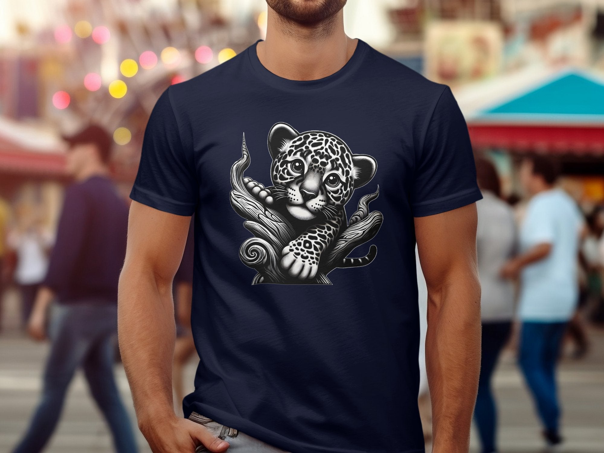 Leopard Bonsai - Coloured Gildan T-Shirt Realistic Animal Talisman Unisex Cute Tee Graphic Design