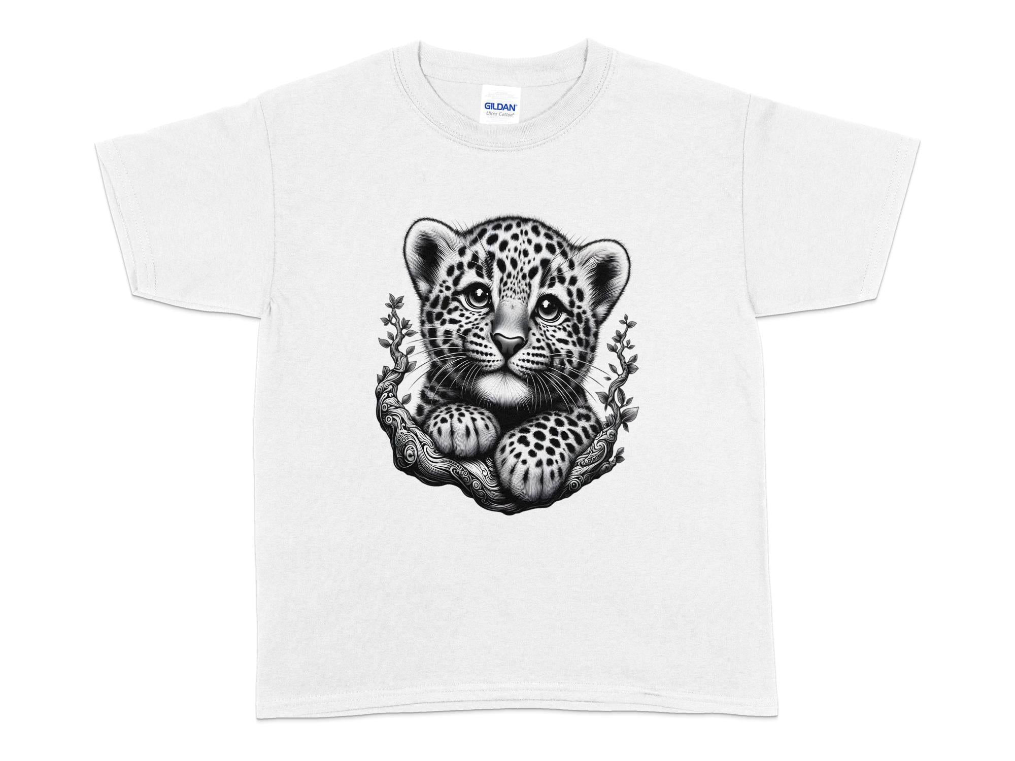 Leopard Bonsai - Coloured Gildan Kids T-Shirt Realistic Animal Talisman Unisex Cute Tee Graphic Design