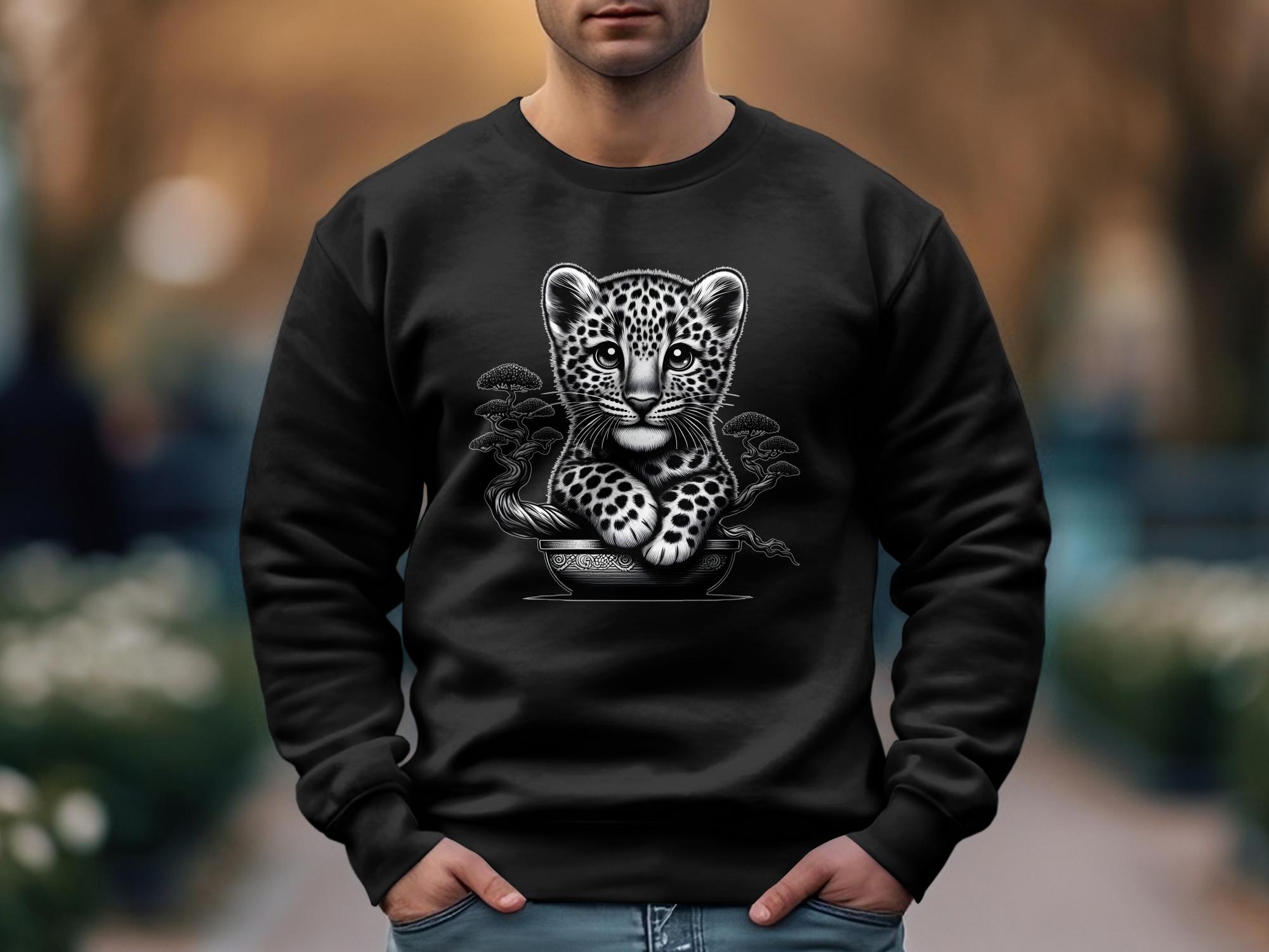 Leopard Bonsai - Coloured Gildan Sweatshirt Realistic Animal Talisman Unisex Cute Tee Graphic Design