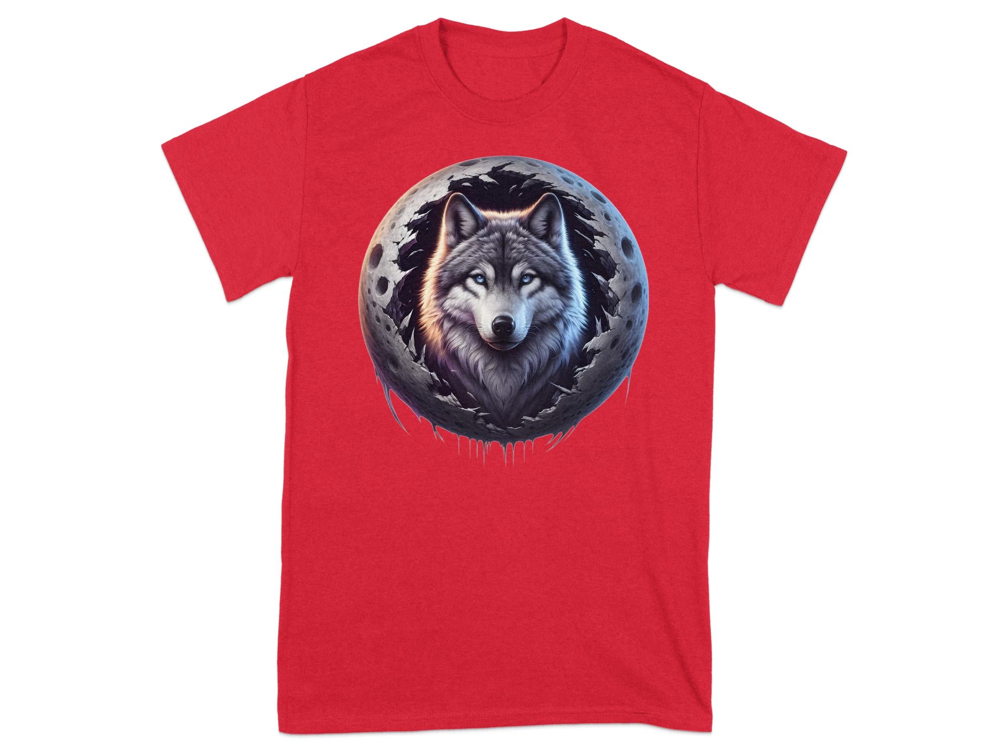 Moon Wolf - T-Shirt Realistic Full Colour Animal Talisman Unisex Mythology Tee Gildan Graphic Design