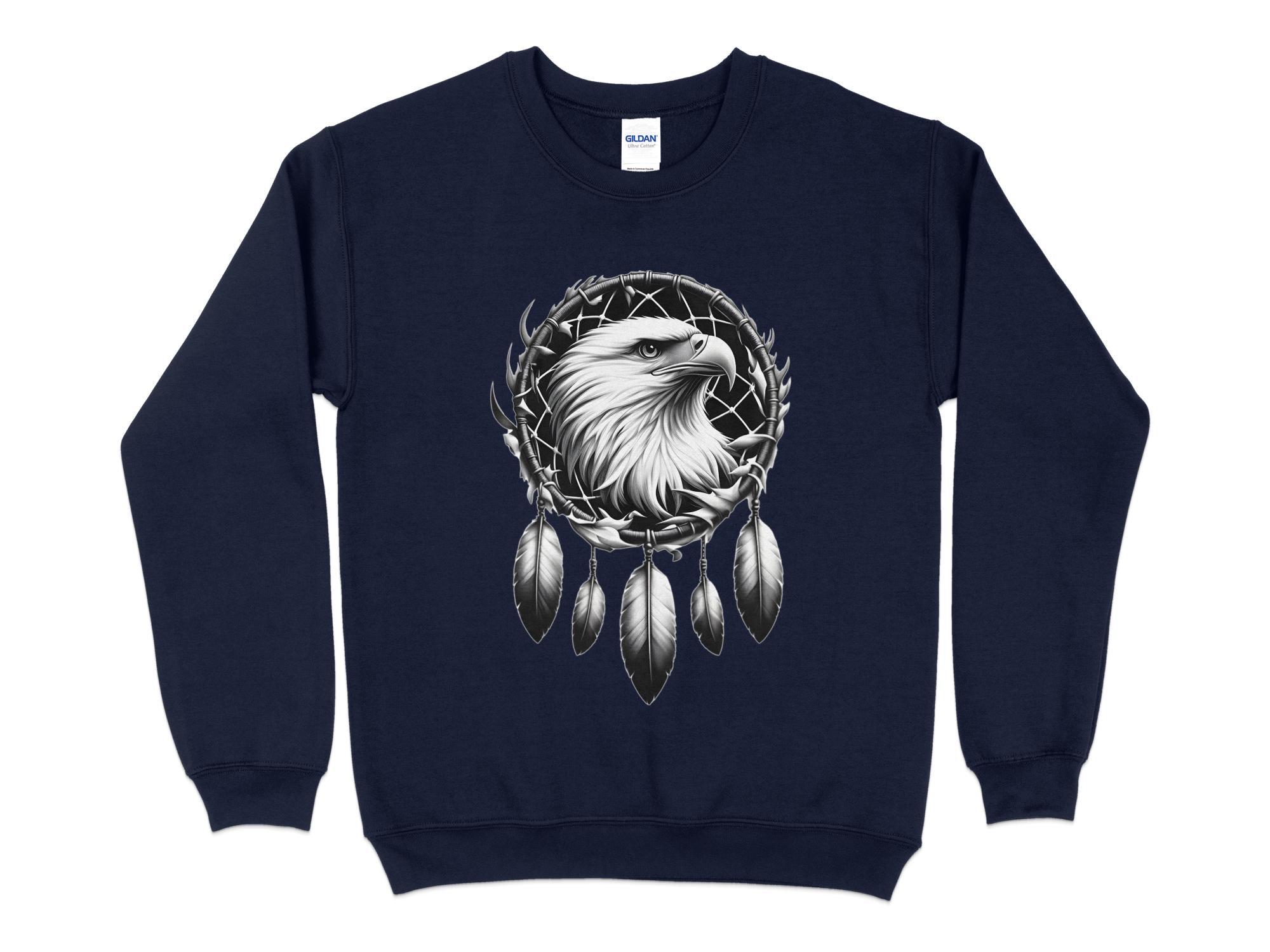 Dreamcatcher Eagle - Coloured Gildan Sweatshirt Realistic Native American Talisman Unisex Mythology Tee Graphic Design