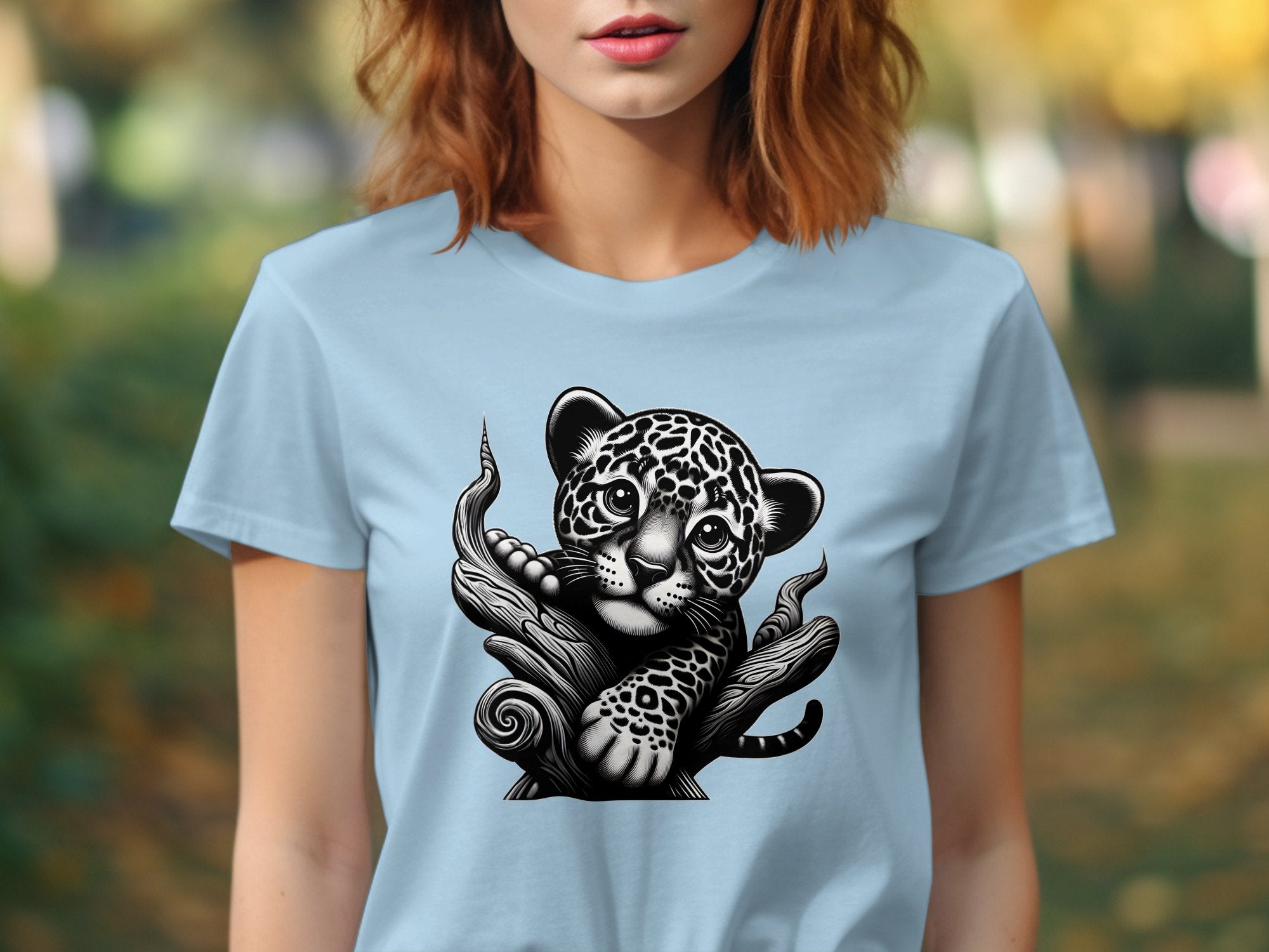 Leopard Bonsai - Coloured Gildan T-Shirt Realistic Animal Talisman Unisex Cute Tee Graphic Design