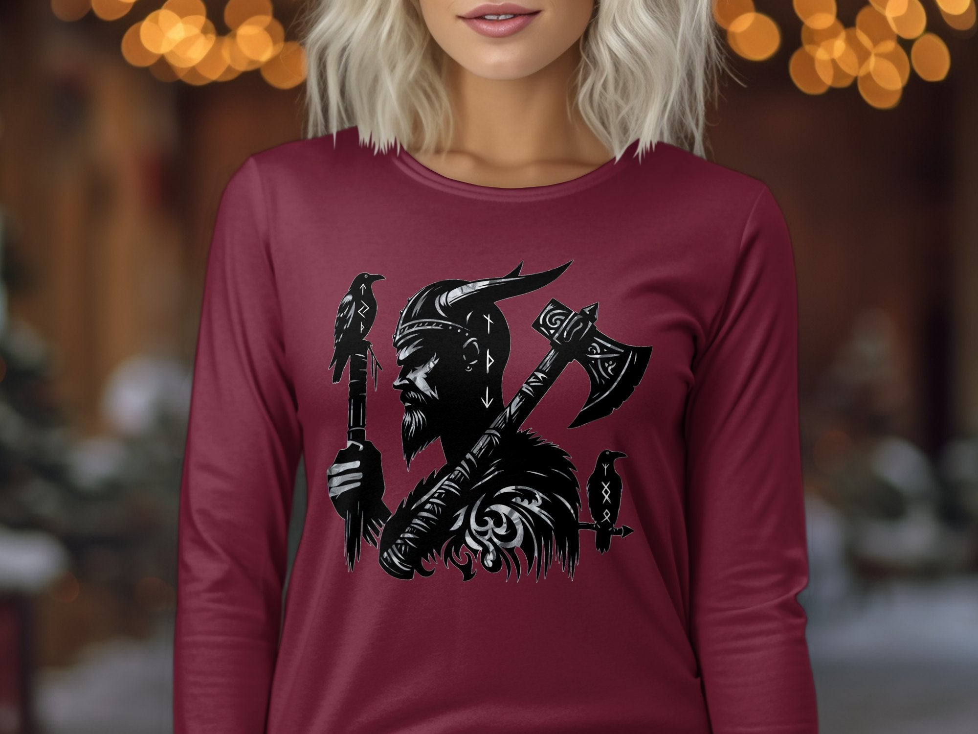 Viking Odin - Coloured Gildan Long Sleeve Norse Talisman Men Women Unisex Valhalla Tee