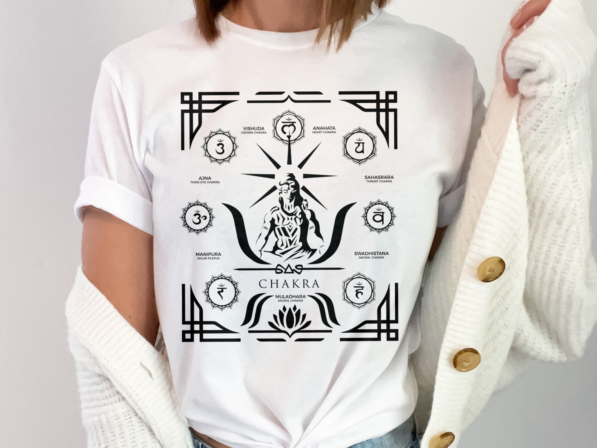 Chakra - White Gildan T Shirt Inspirational Talisman Men Women Unisex Tee Graphic Design